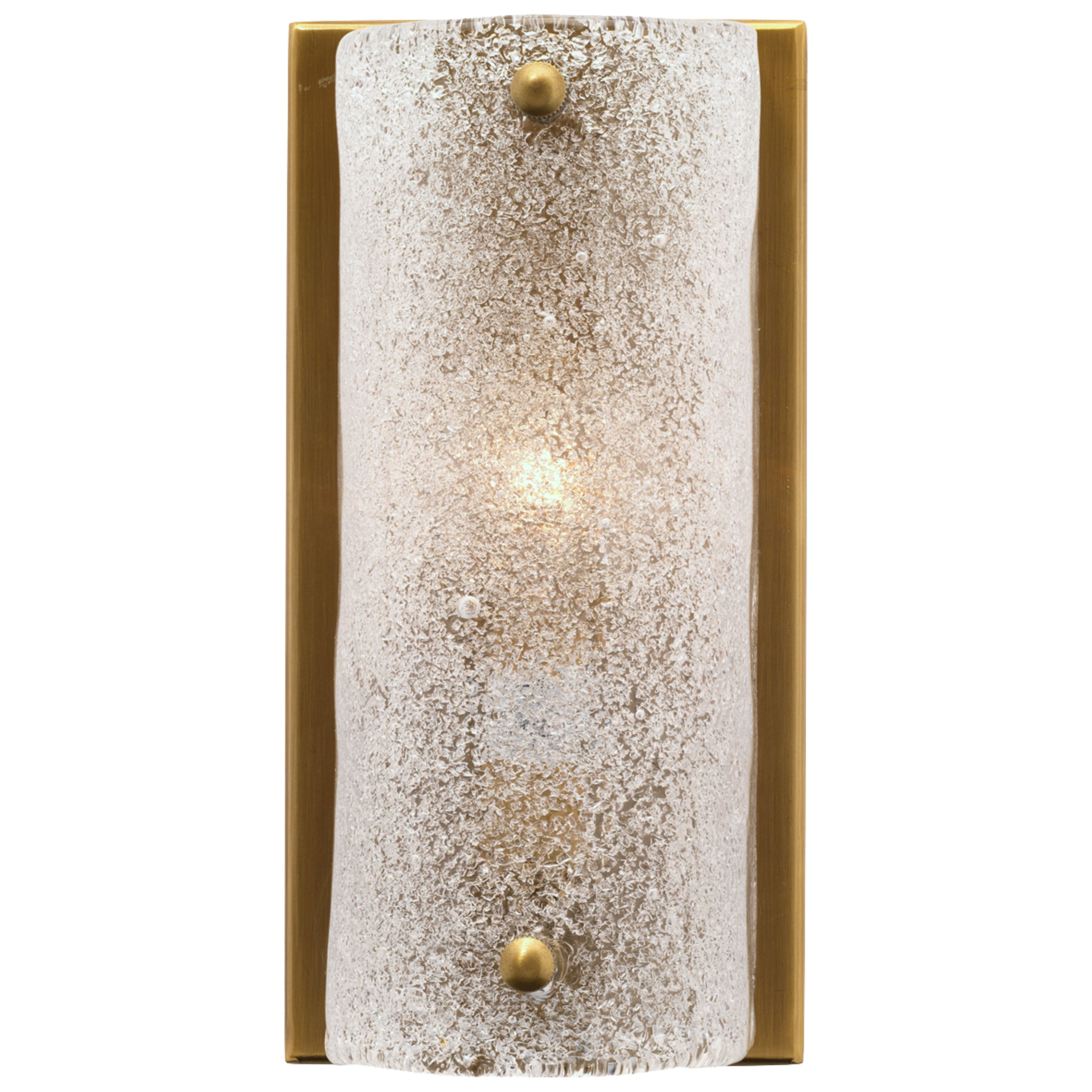 Moet Rounded Sconce, Textured Melted Ice Glass and Antique Brass Metal by Jamie Young