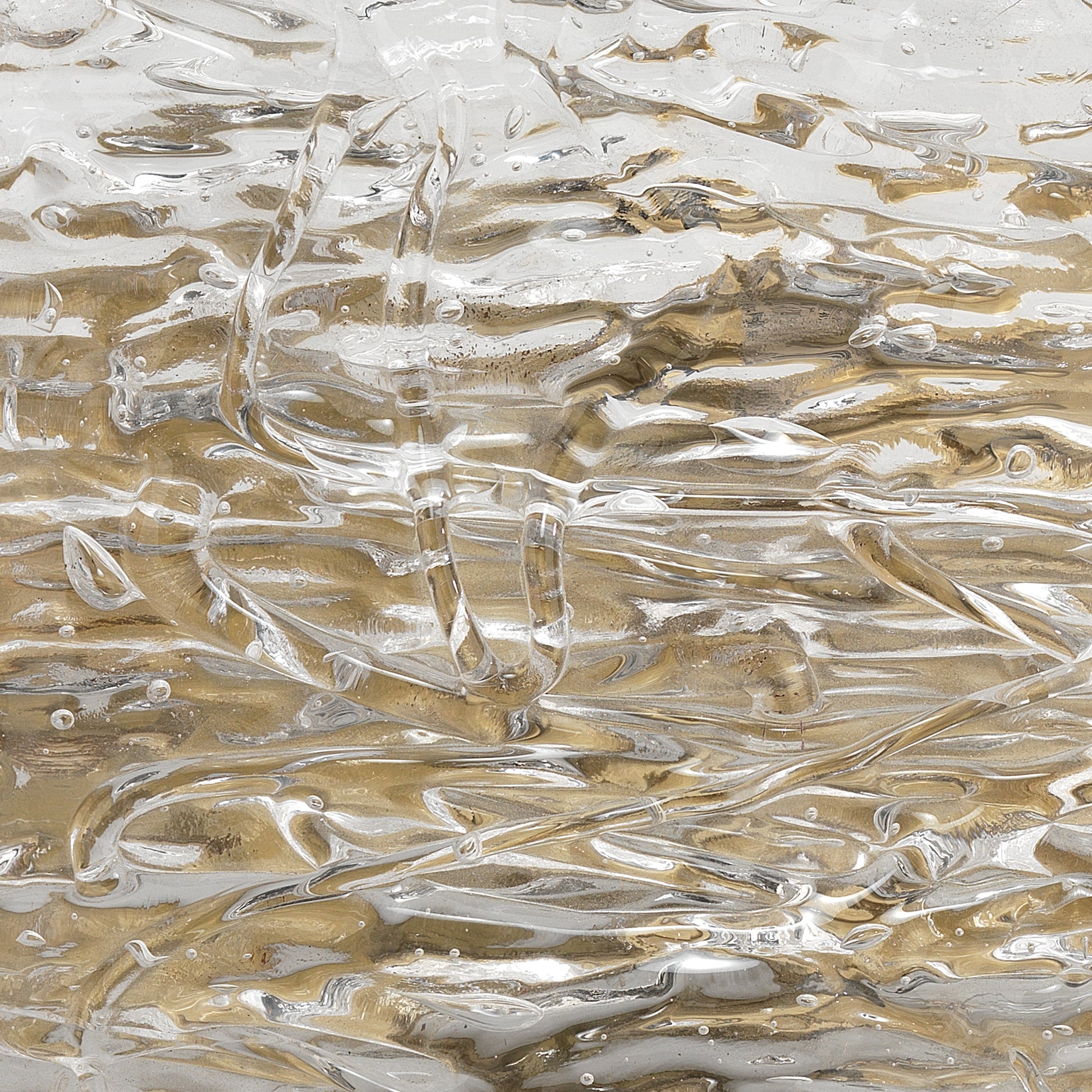Swan Curved Glass Sconce, Clear Textured Glass and Antique Brass Metal by Jamie Young