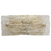Swan Curved Glass Sconce, Clear Textured Glass and Antique Brass Metal by Jamie Young