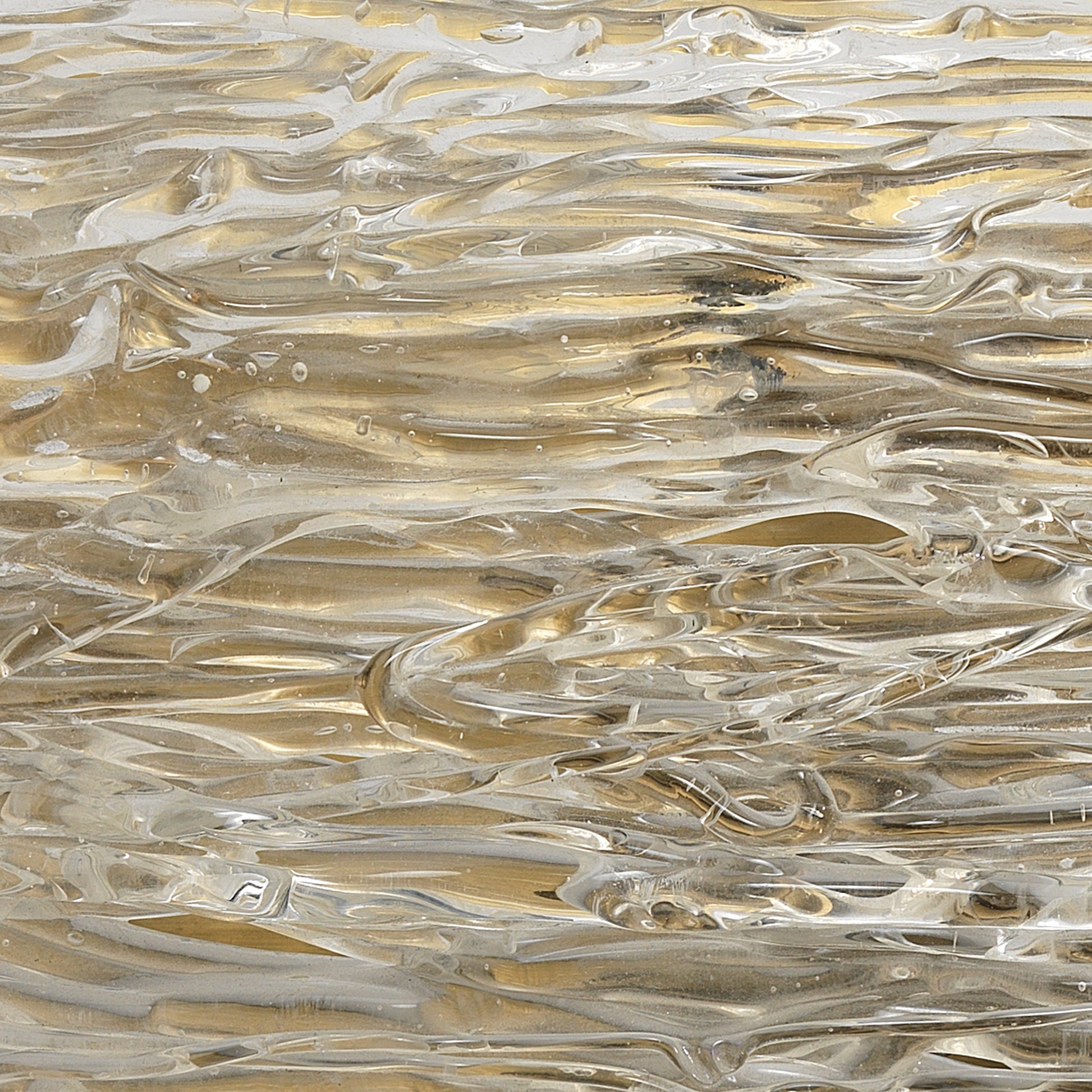 Swan Curved Glass Sconce, Clear Textured Glass and Antique Brass Metal by Jamie Young