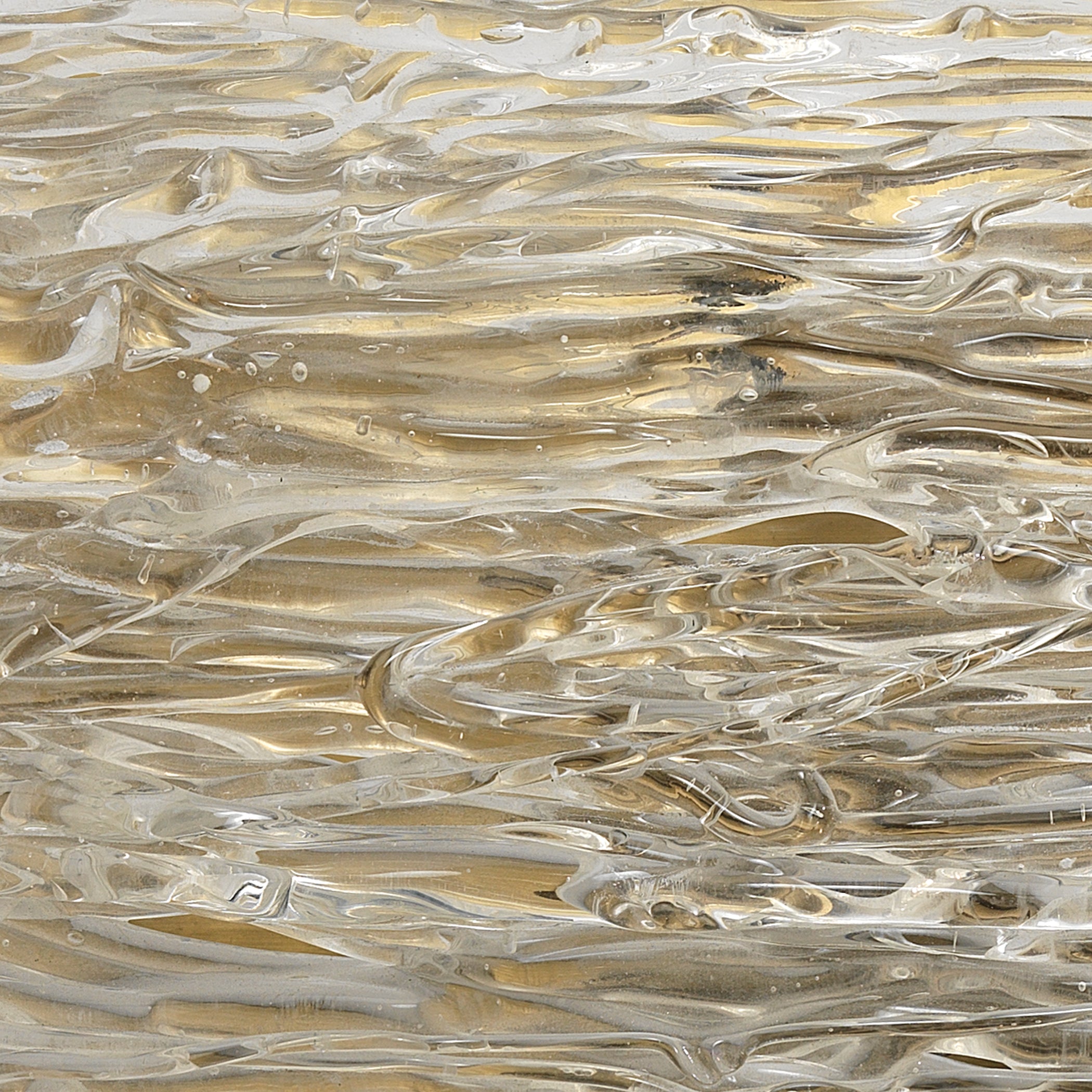 Swan Curved Glass Sconce, Clear Textured Glass and Antique Brass Metal by Jamie Young