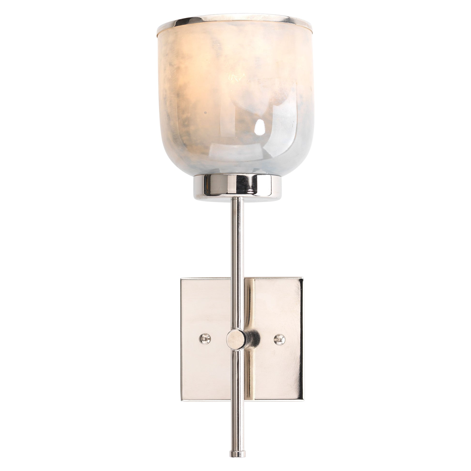 Vapor Single Sconce, Nickel and Blue Opal Metallic Glass by Jamie Young