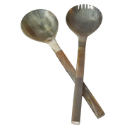Large hand-polished horn salad servers by Abigails