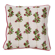 Holly & Berry Pillow 20" – Cream Cotton