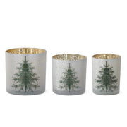 Frosted Glass Christmas Trees, Set of 3 – White