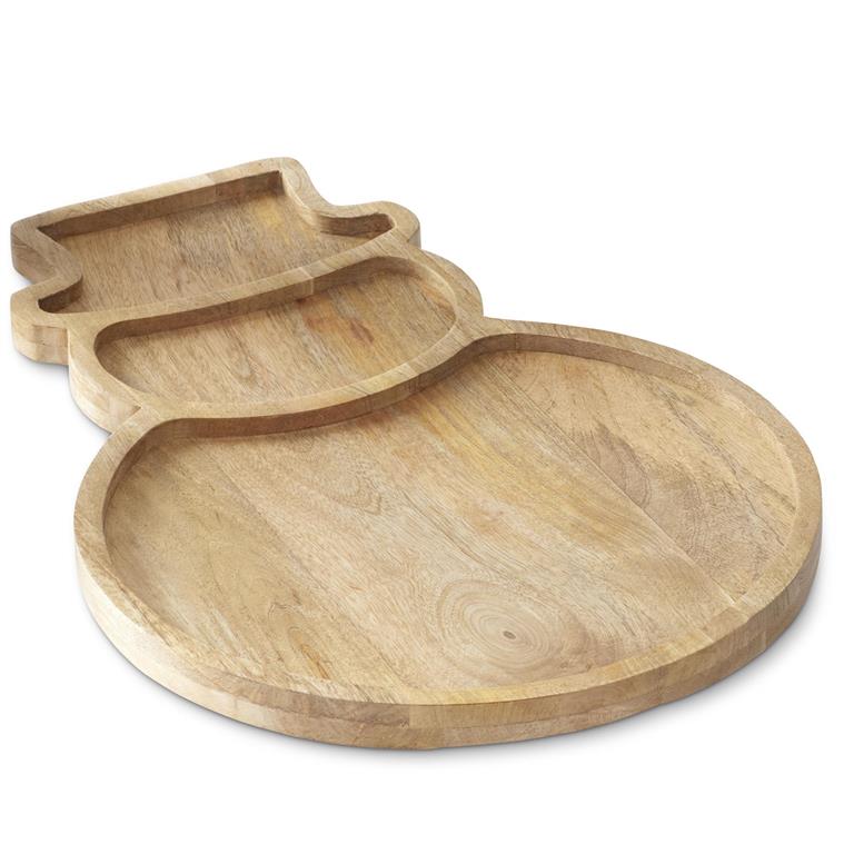 Snowman Divided Serving Tray 23.75" – Wood