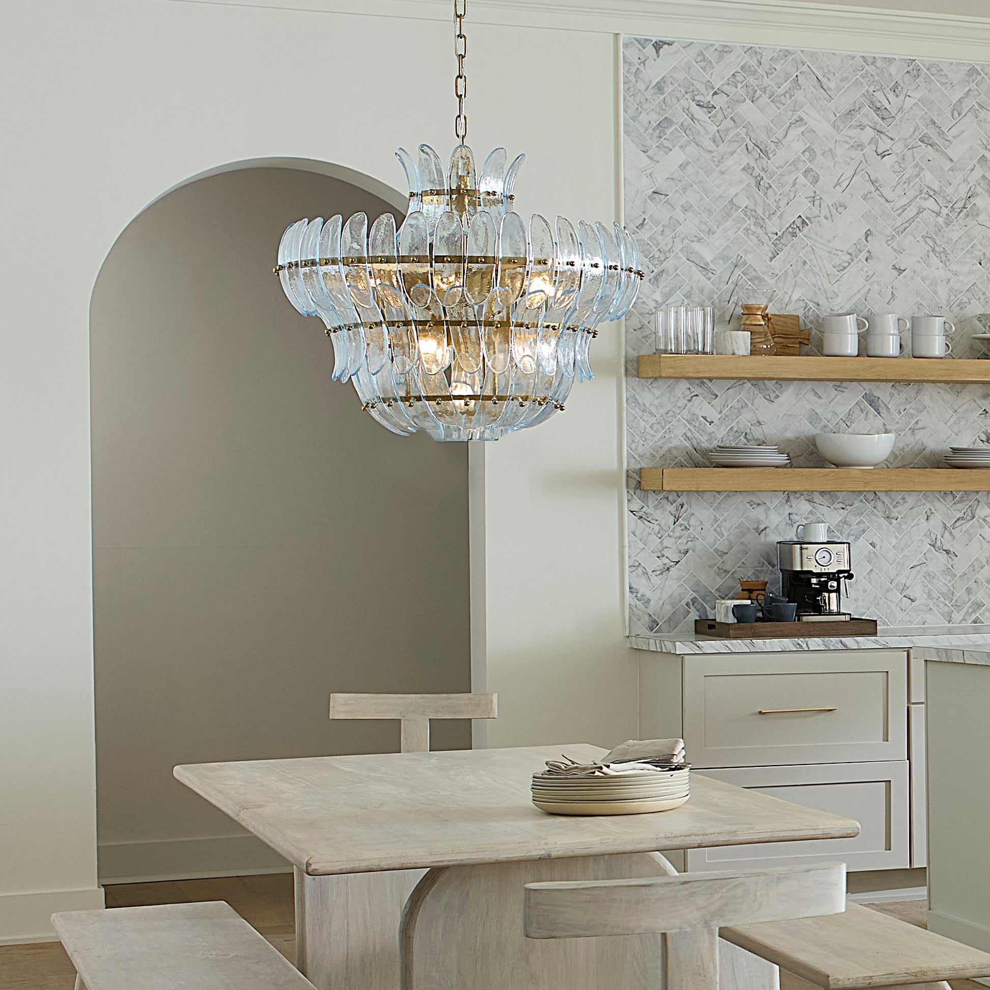 Arcade 10-Light Blown Glass Chandelier, Blue by Jamie Young