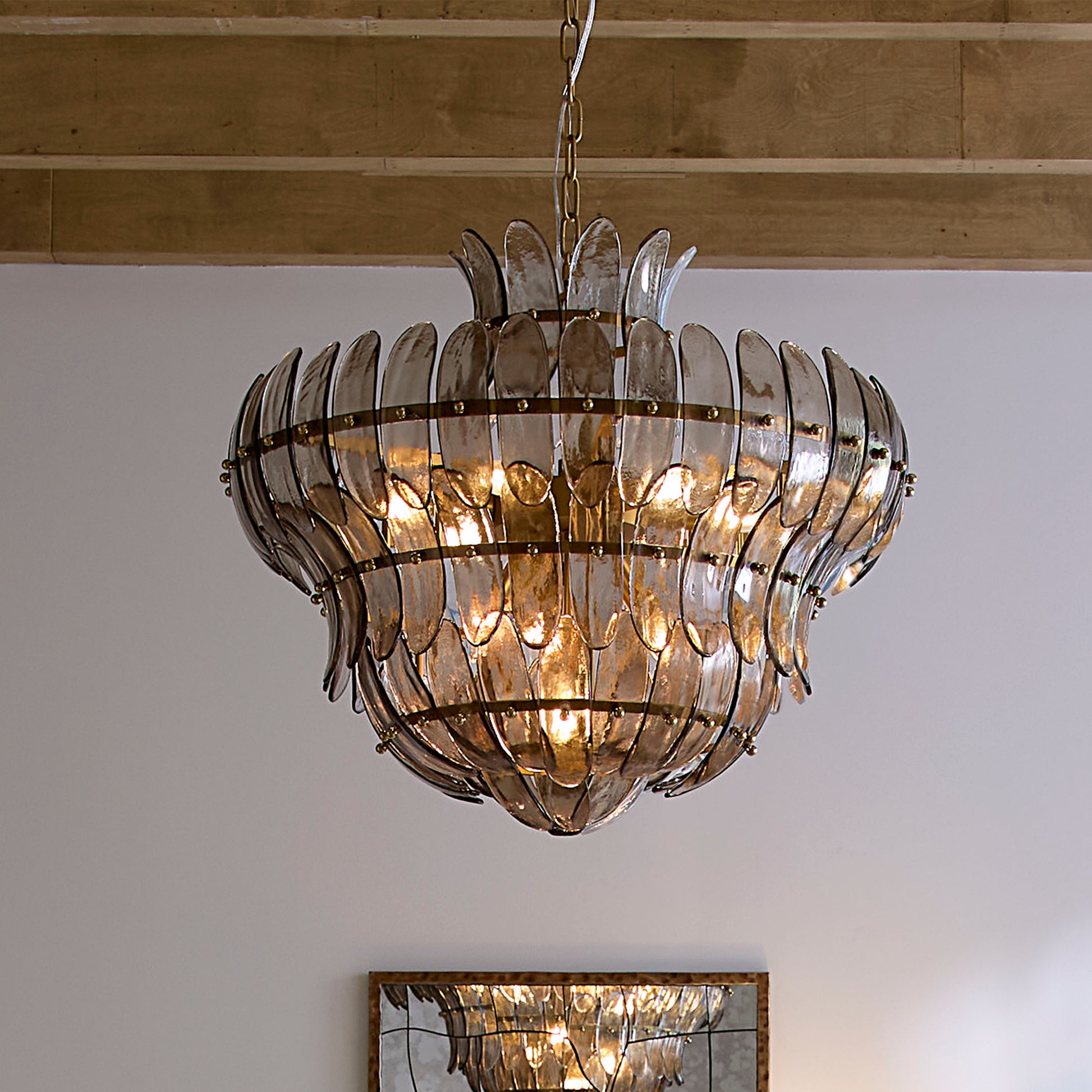 Arcade 10-Light Blown Glass Chandelier, Taupe by Jamie Young
