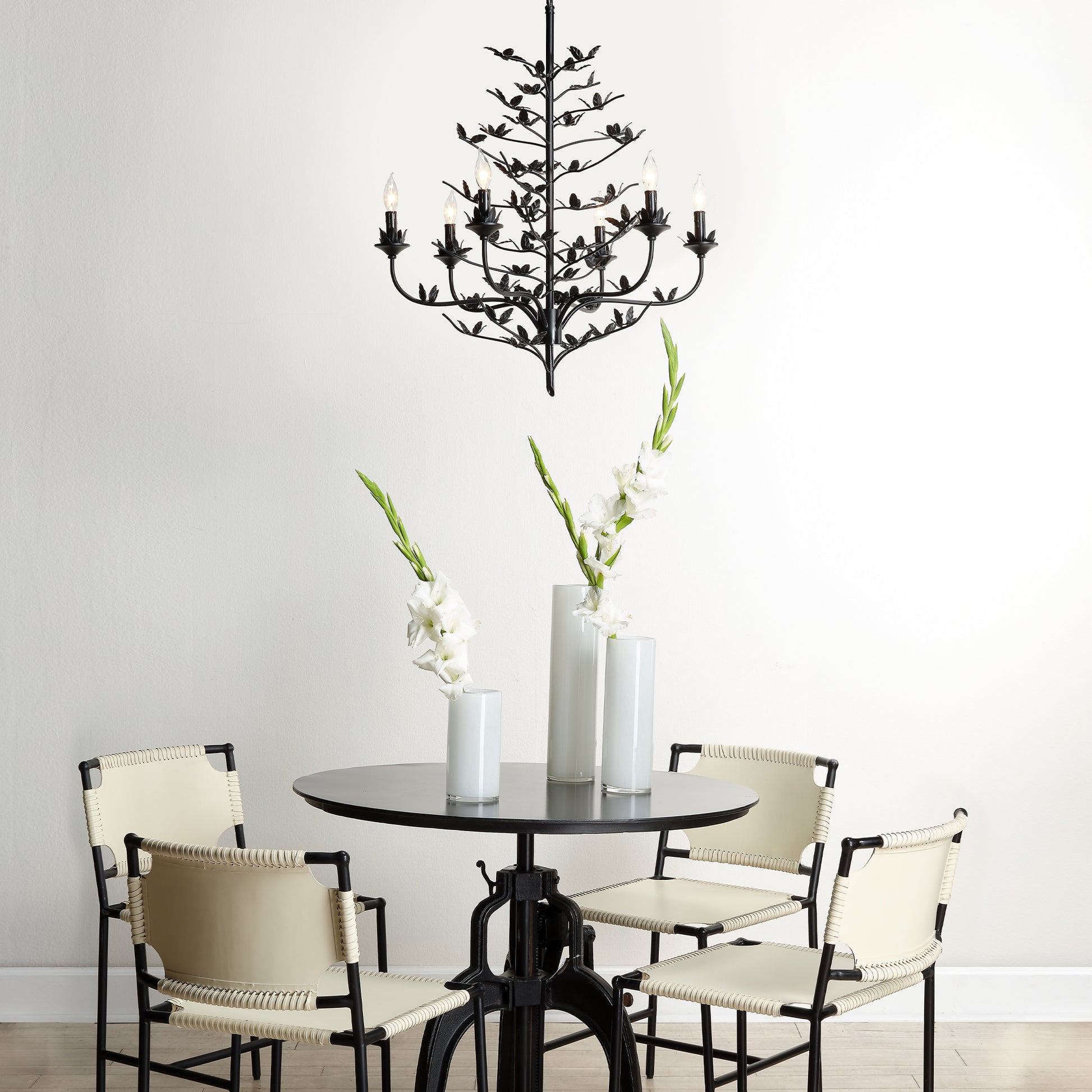 Blooming Iron 6-Light Chandelier, Black by Jamie Young