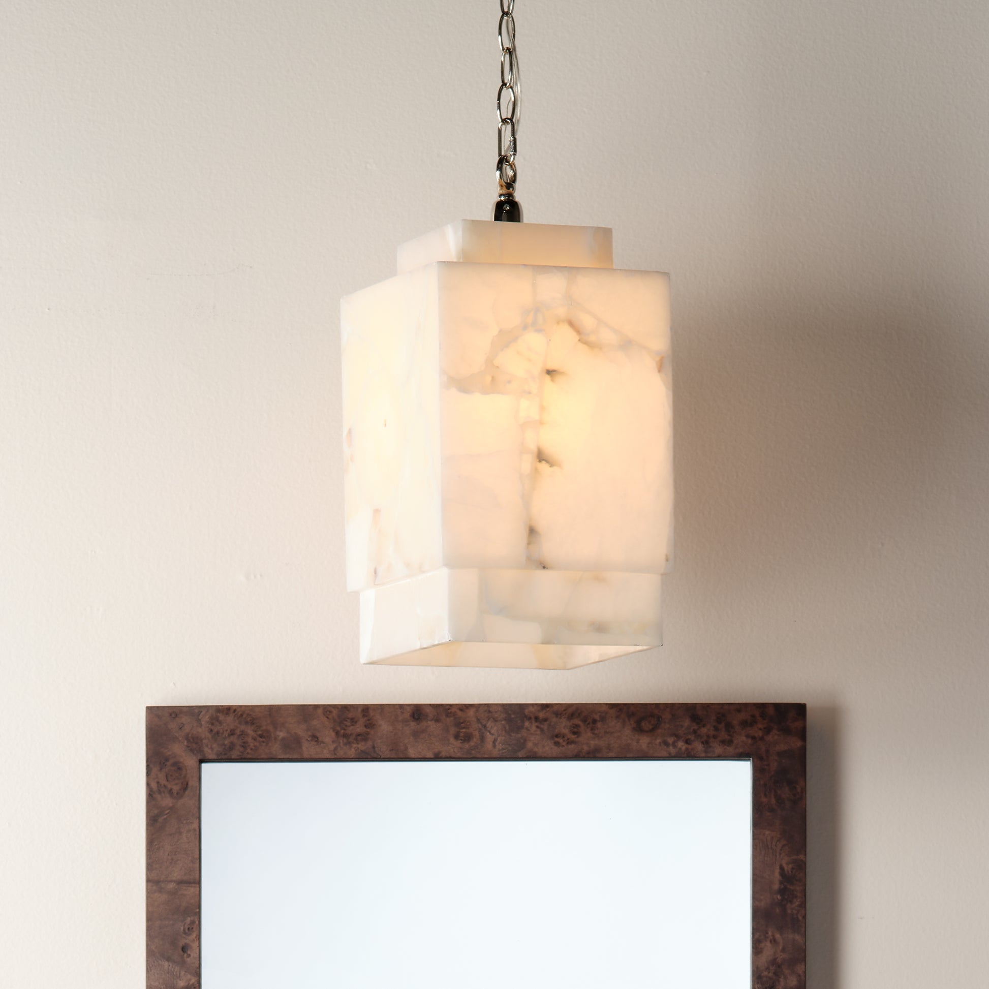Borealis Alabaster Cube 1-Light Pendant by Jamie Young