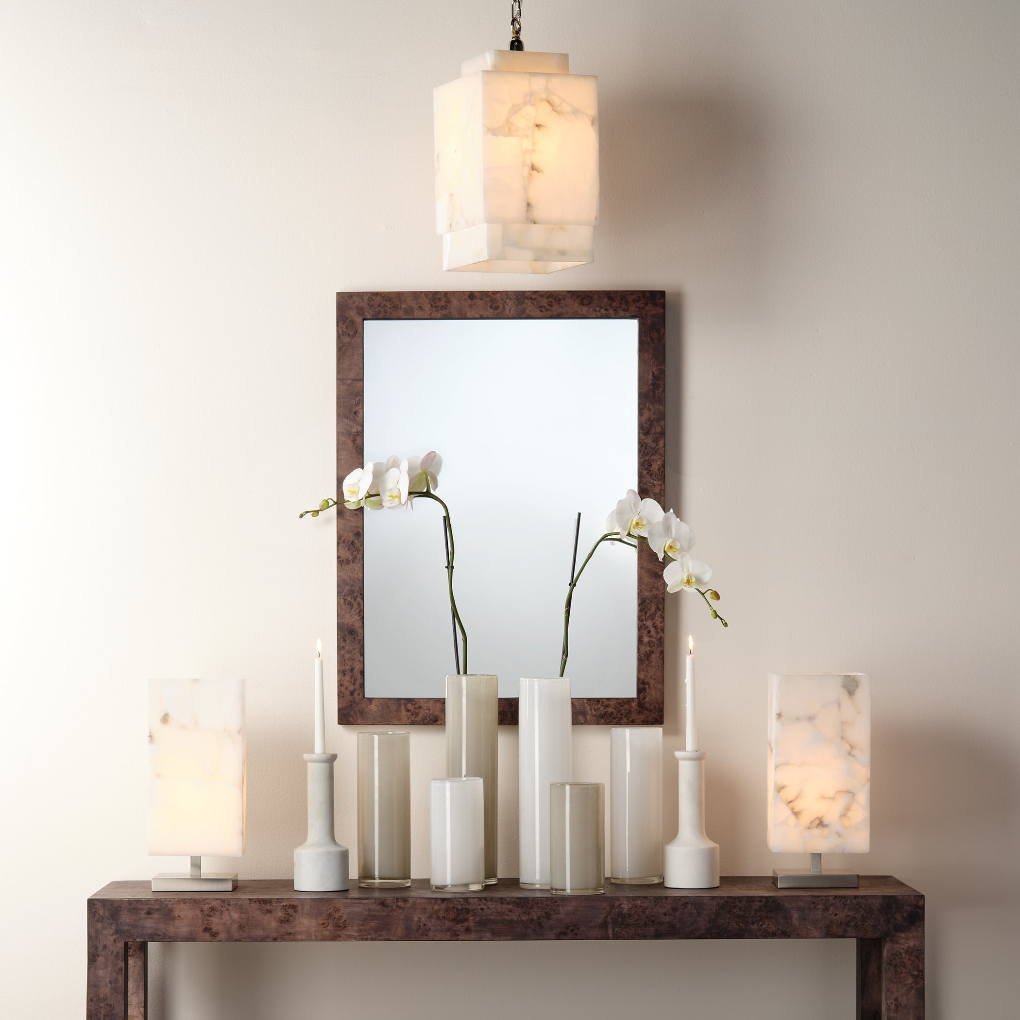 Borealis Alabaster Cube 1-Light Pendant by Jamie Young