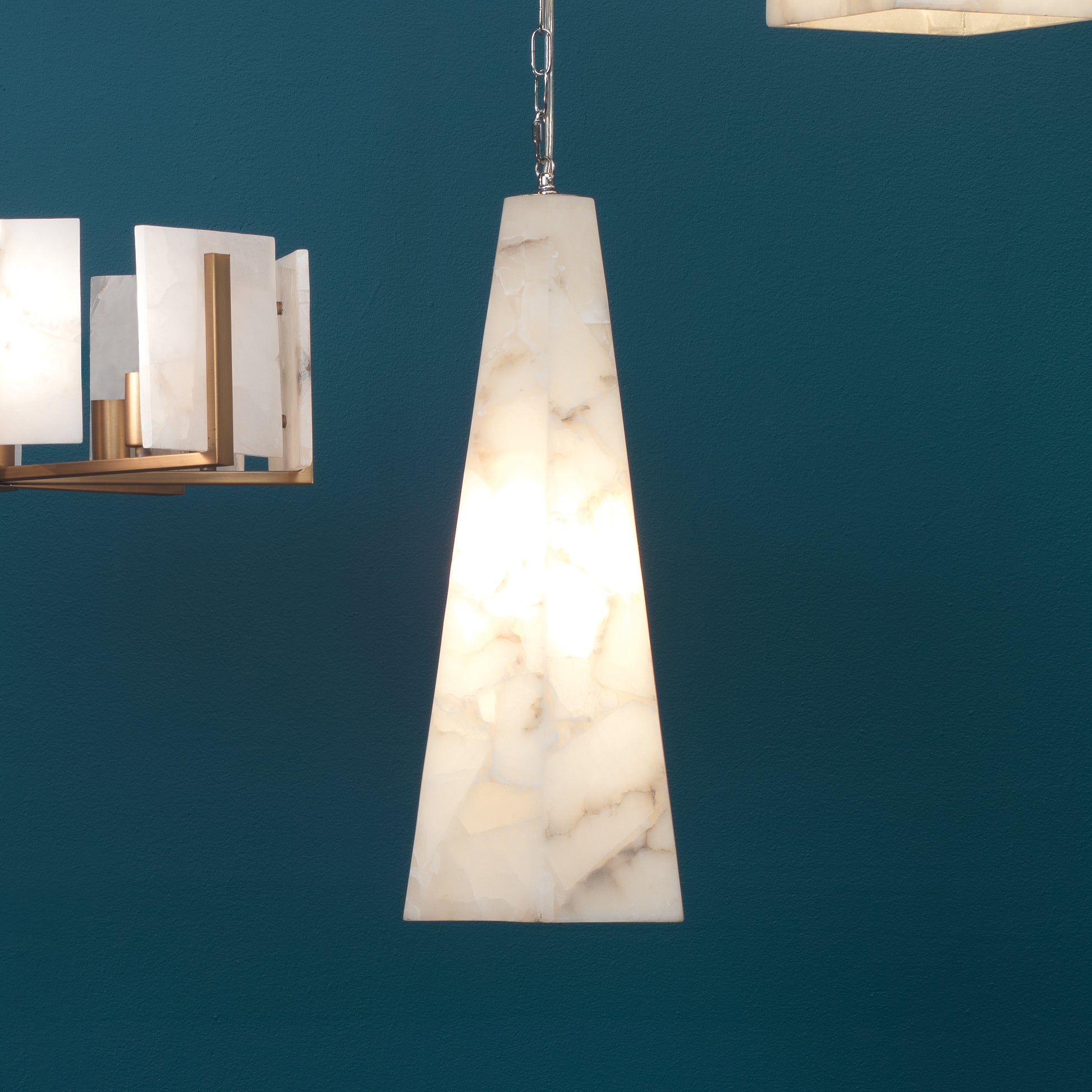 Borealis Alabaster Tall Hexagon 1-Light Pendant by Jamie Young