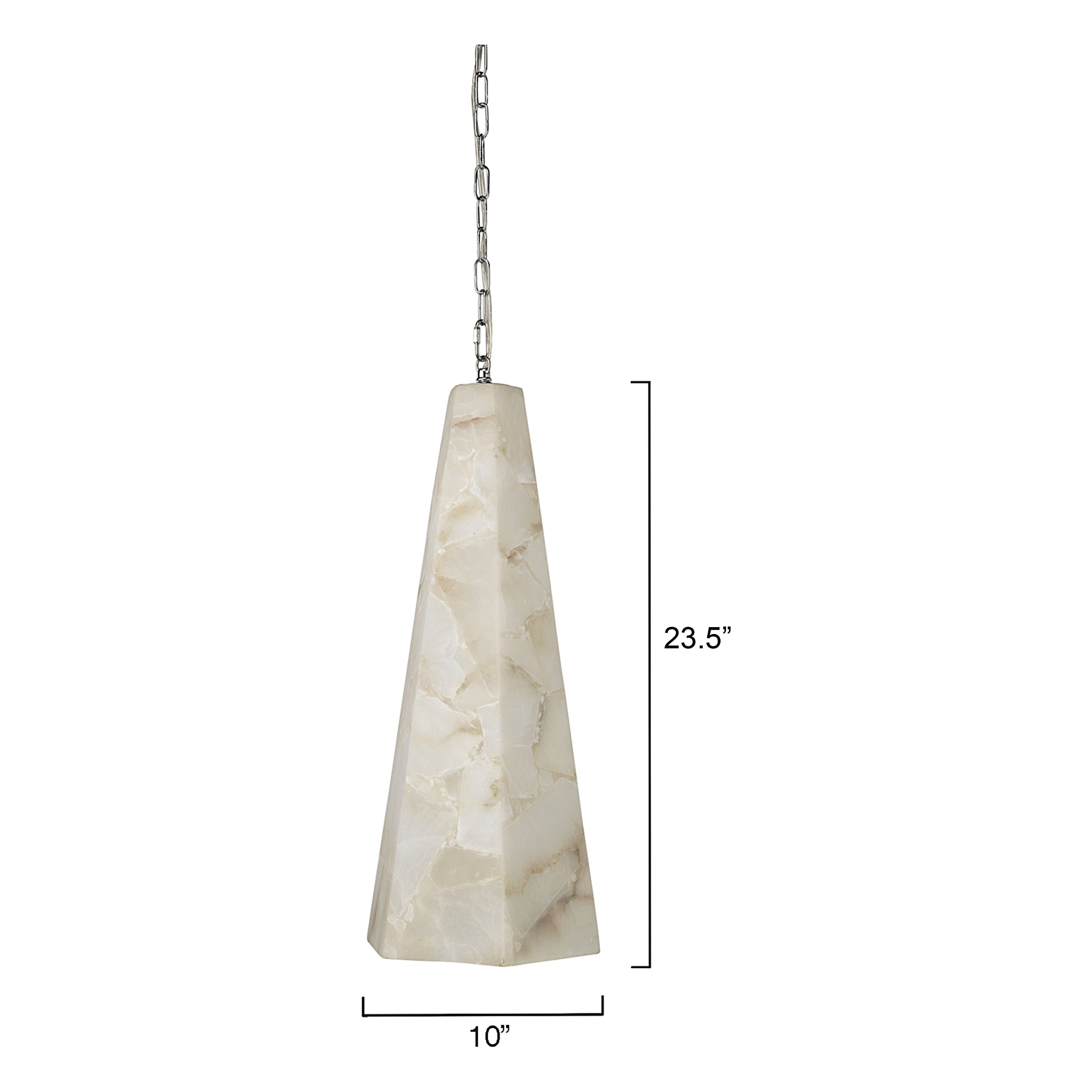 Borealis Alabaster Tall Hexagon 1-Light Pendant by Jamie Young