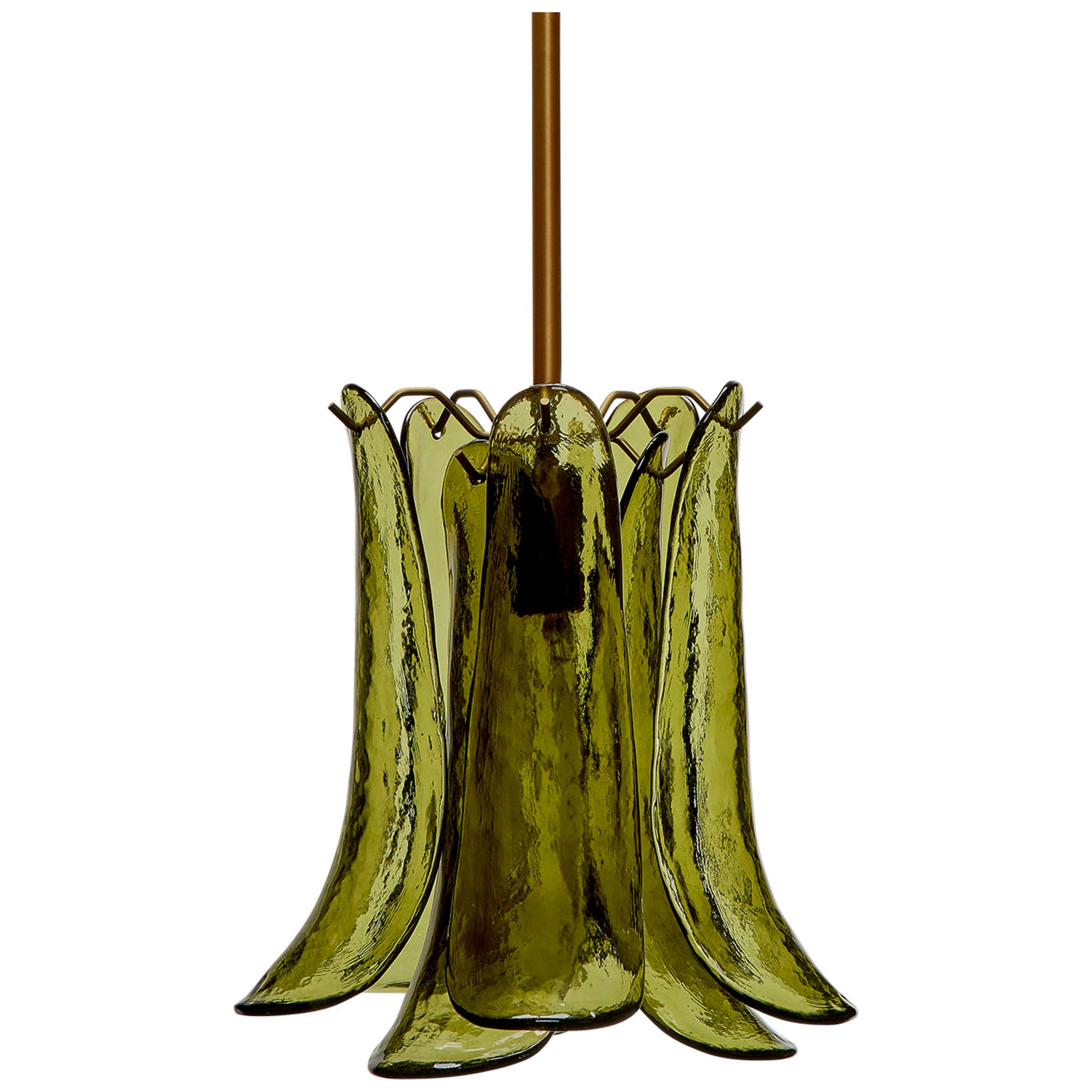 Cala 1-Light Blown Glass Pendant, Green by Jamie Young