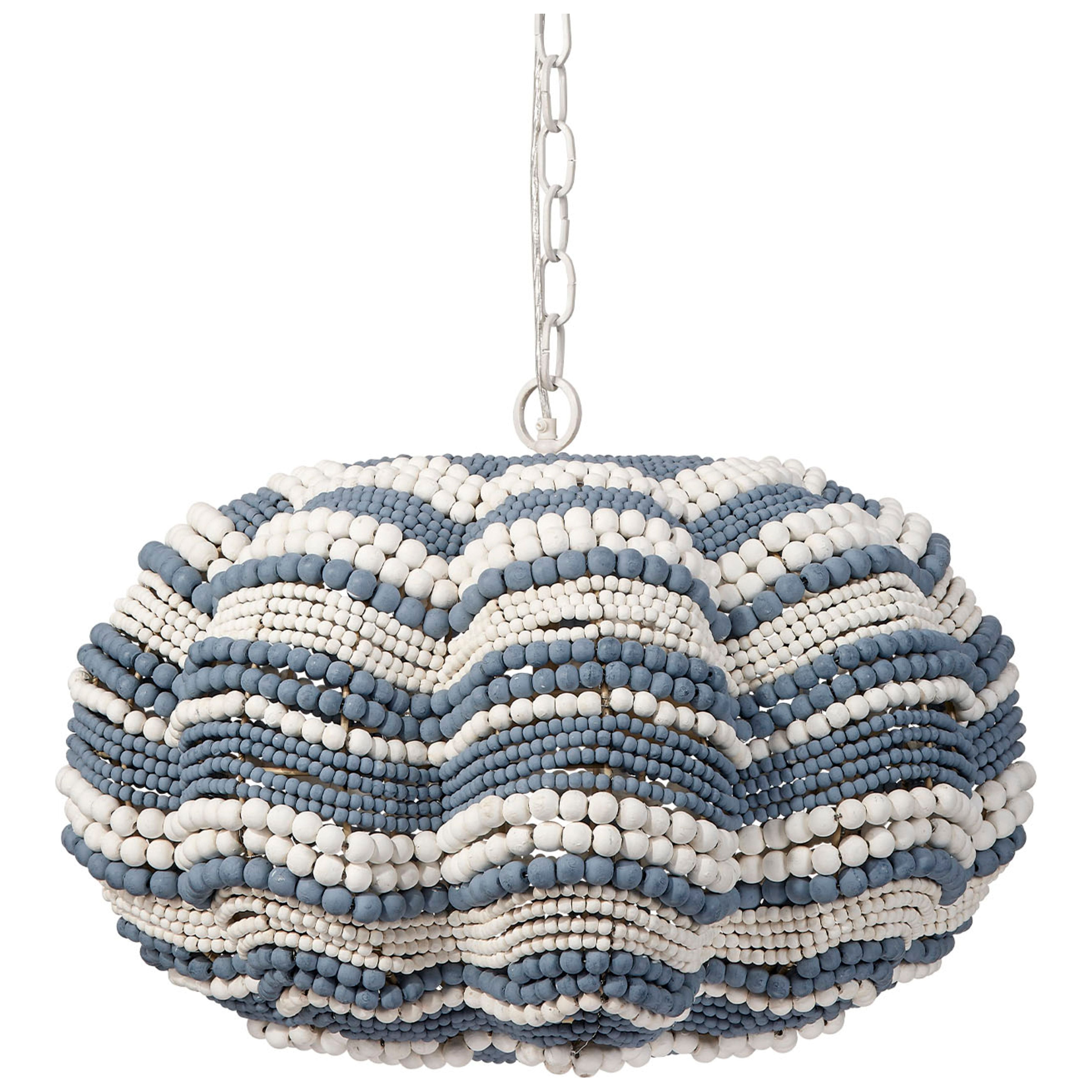 Clamshell Wood Beaded 4-Light Small Chandelier by Jamie Young