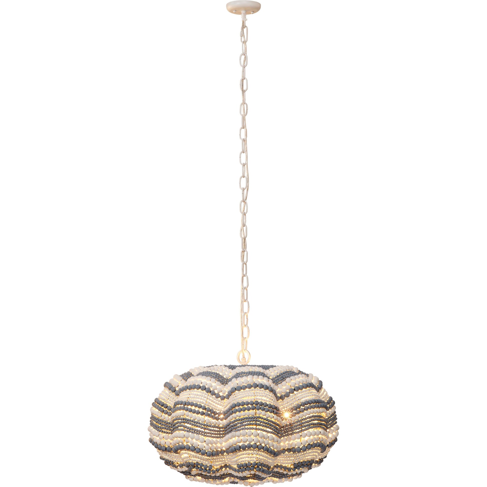 Clamshell Wood Beaded 4-Light Small Chandelier by Jamie Young