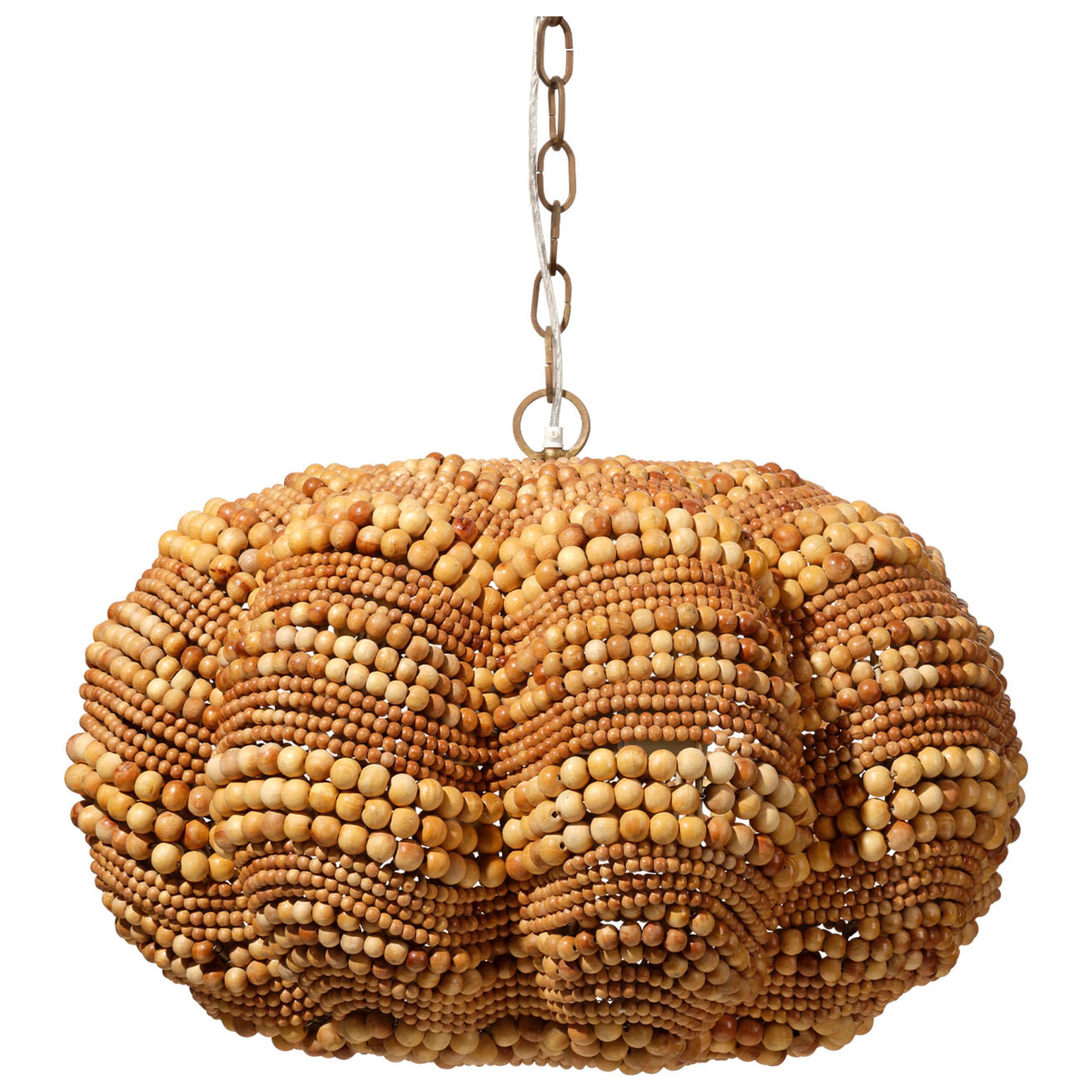 Clamshell Wood Beaded 4-Light Small Chandelier by Jamie Young