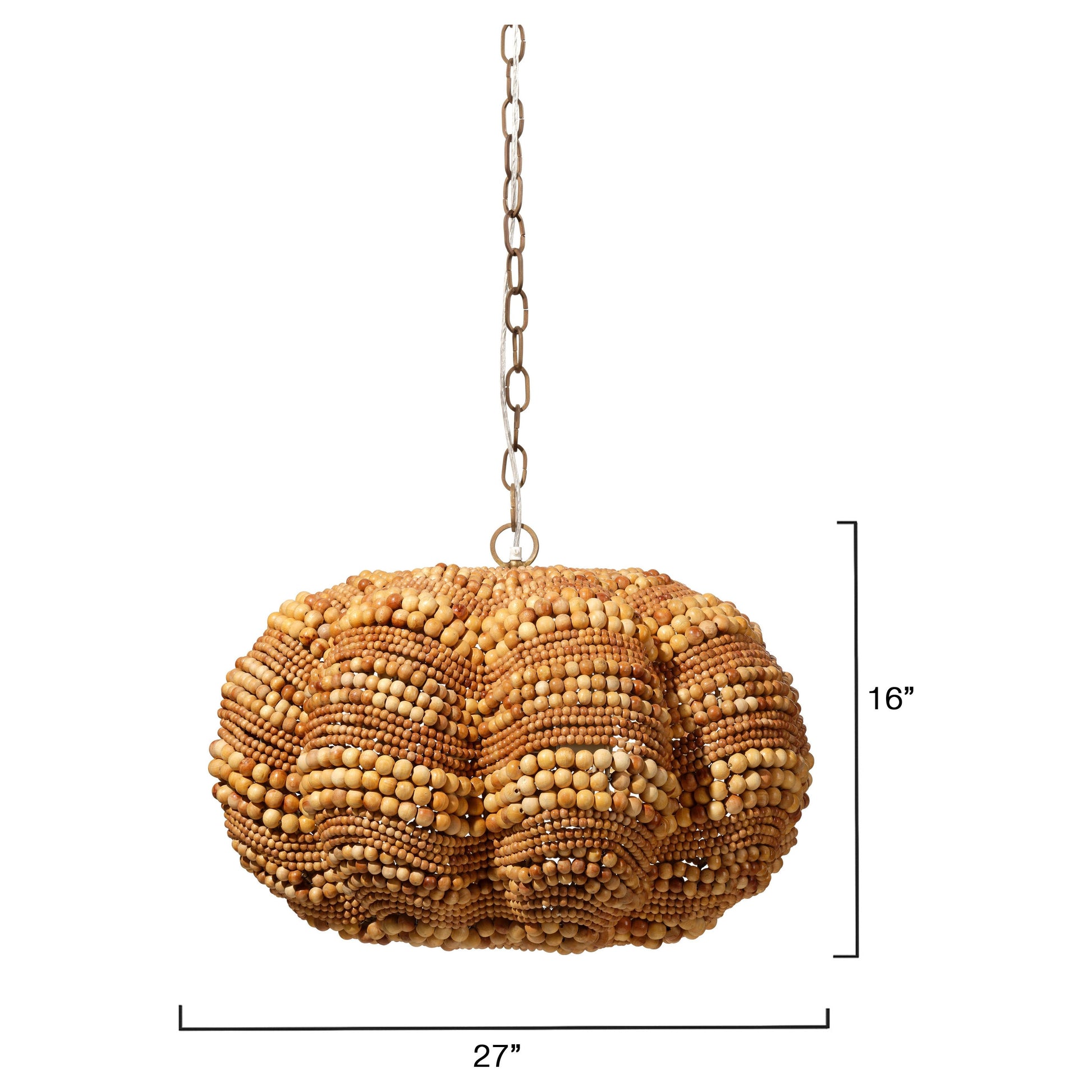 Clamshell Wood Beaded 4-Light Small Chandelier by Jamie Young