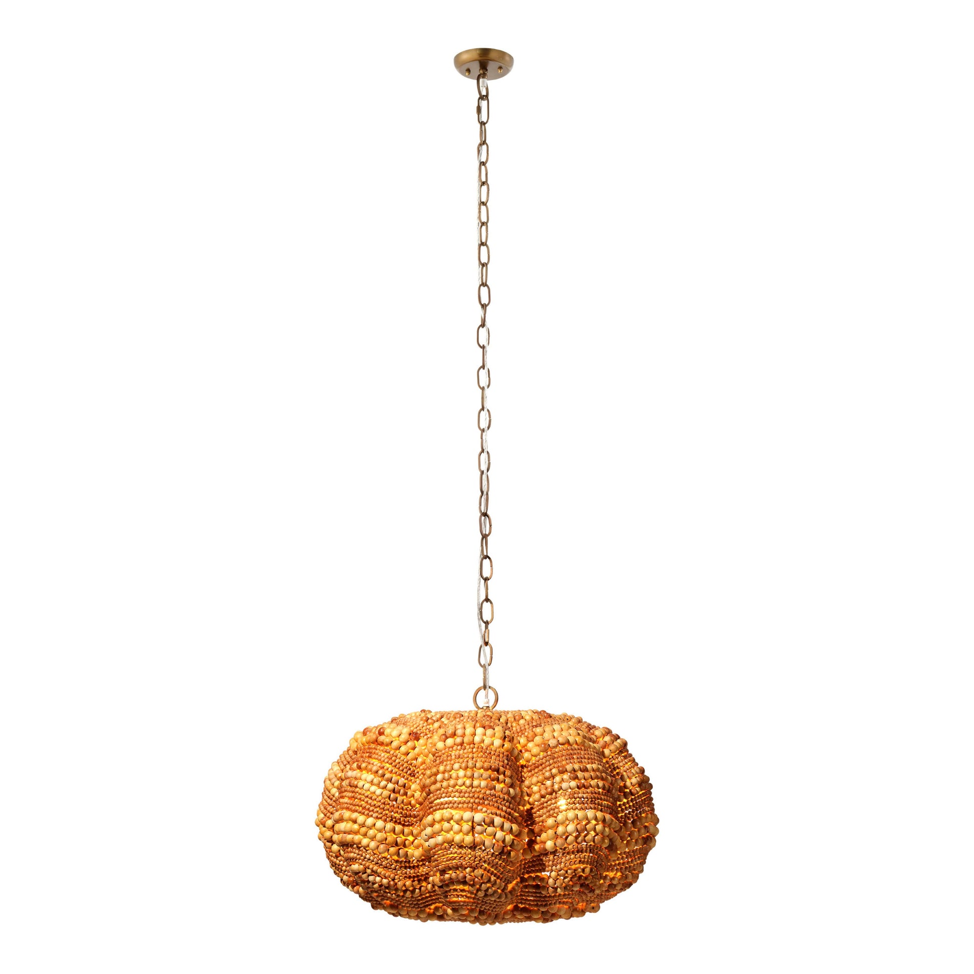 Clamshell Wood Beaded 4-Light Small Chandelier by Jamie Young