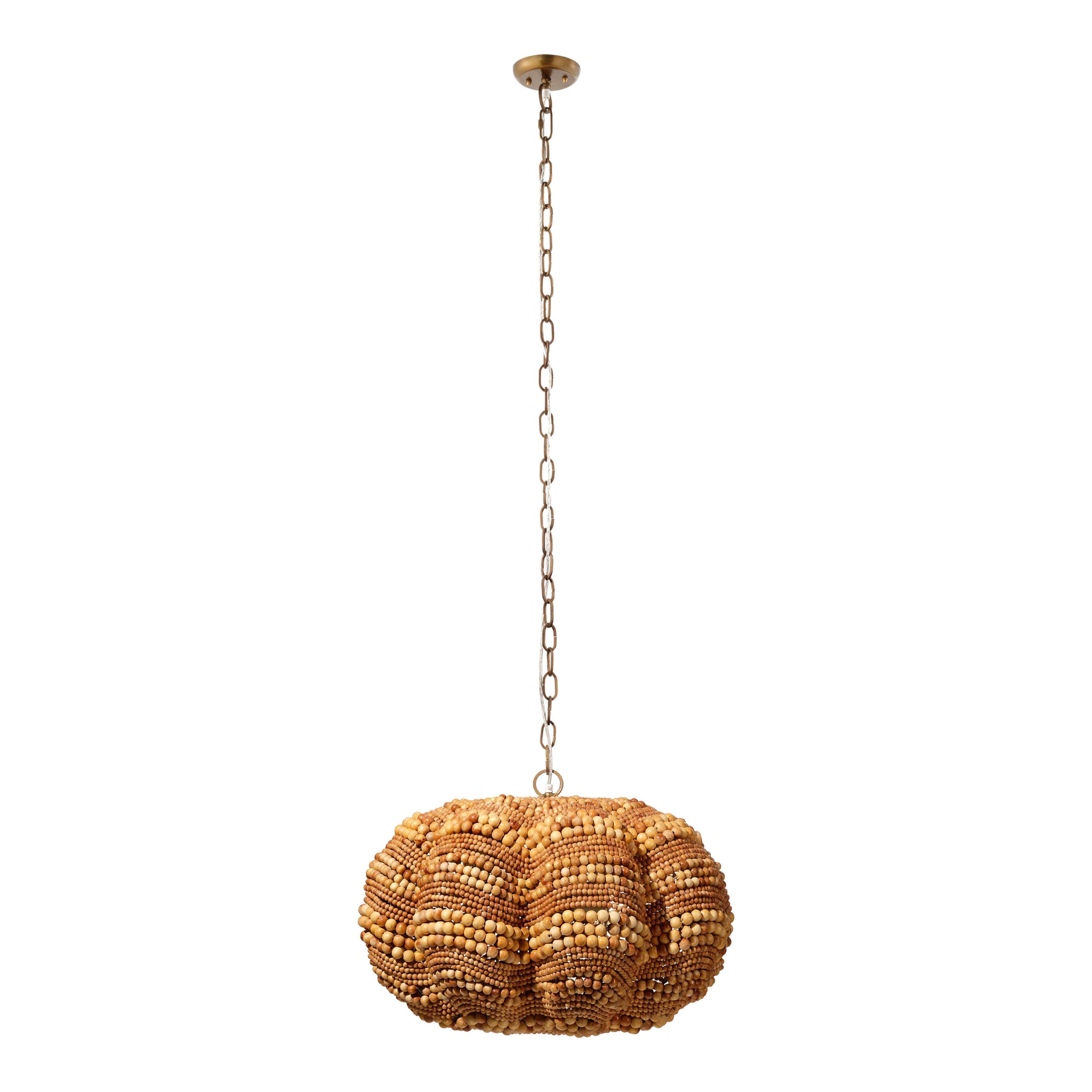 Clamshell Wood Beaded 4-Light Small Chandelier by Jamie Young