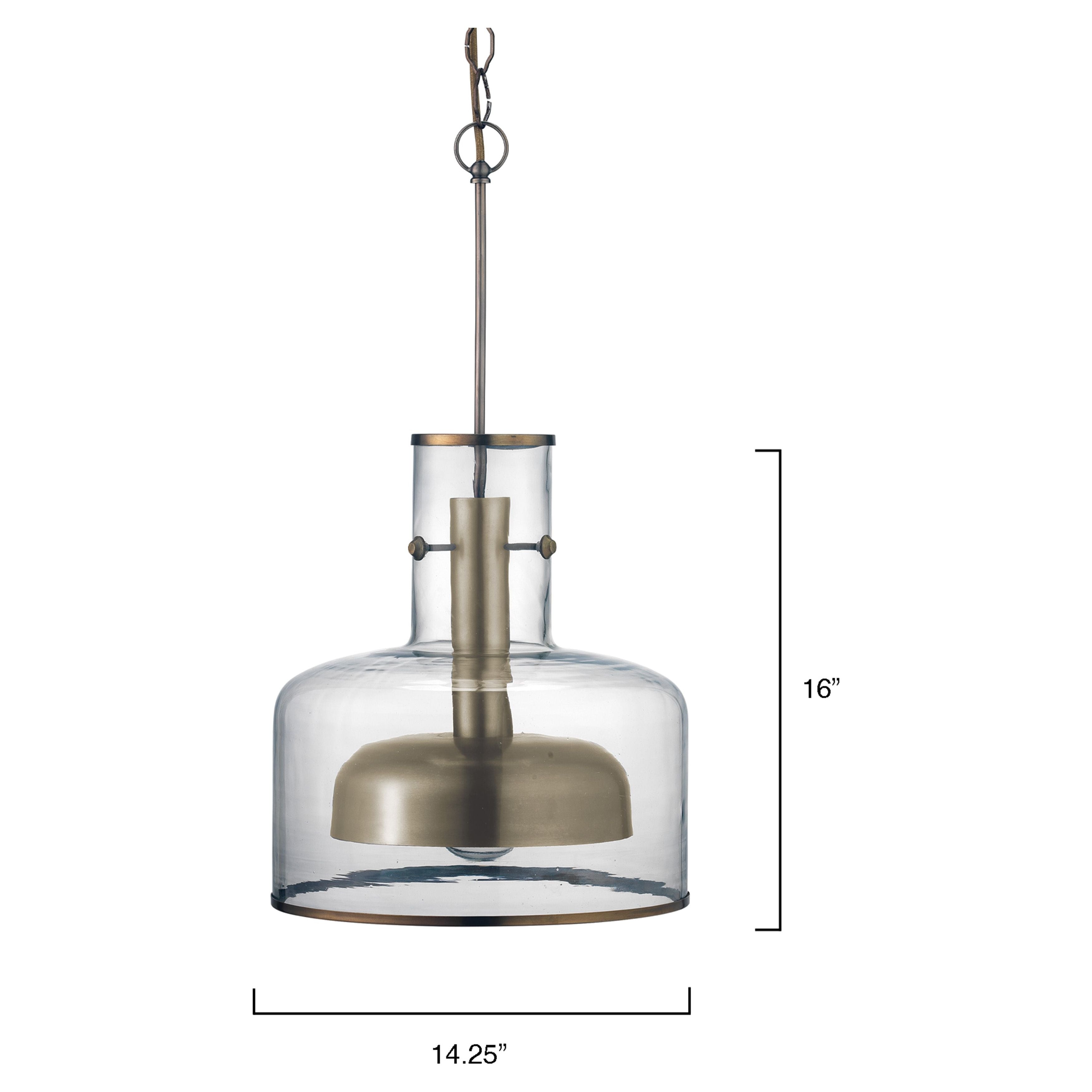 Clyde Glass 1-Light Metal and Glass Pendant by Jamie Young