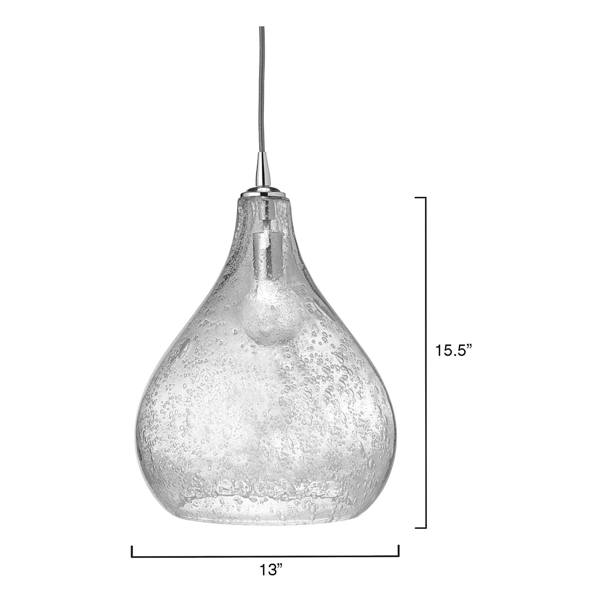 Curved Seeded Glass 1-Light Pendant, Large by Jamie Young