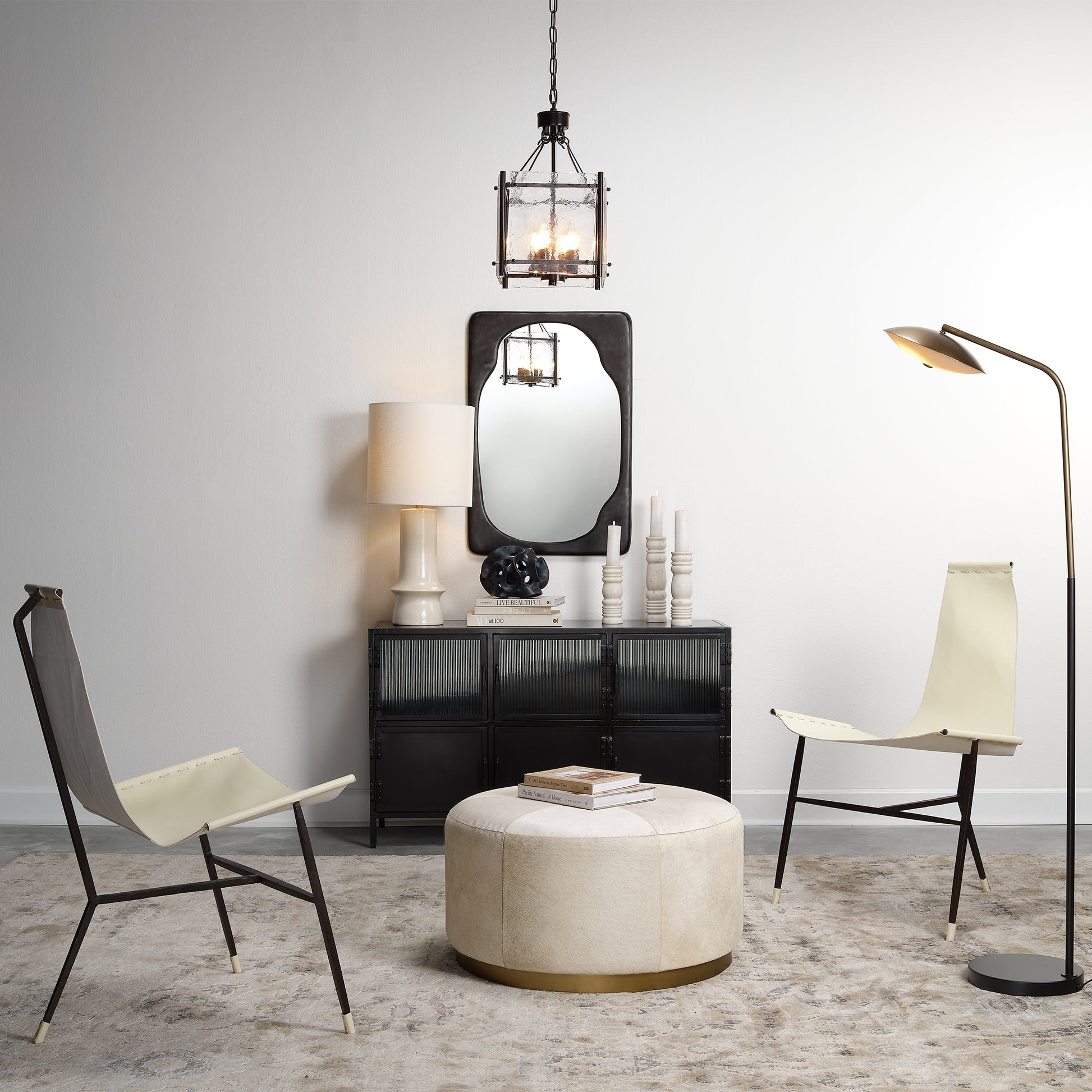 Glenn Small Square Metal 4-Light Chandelier by Jamie Young