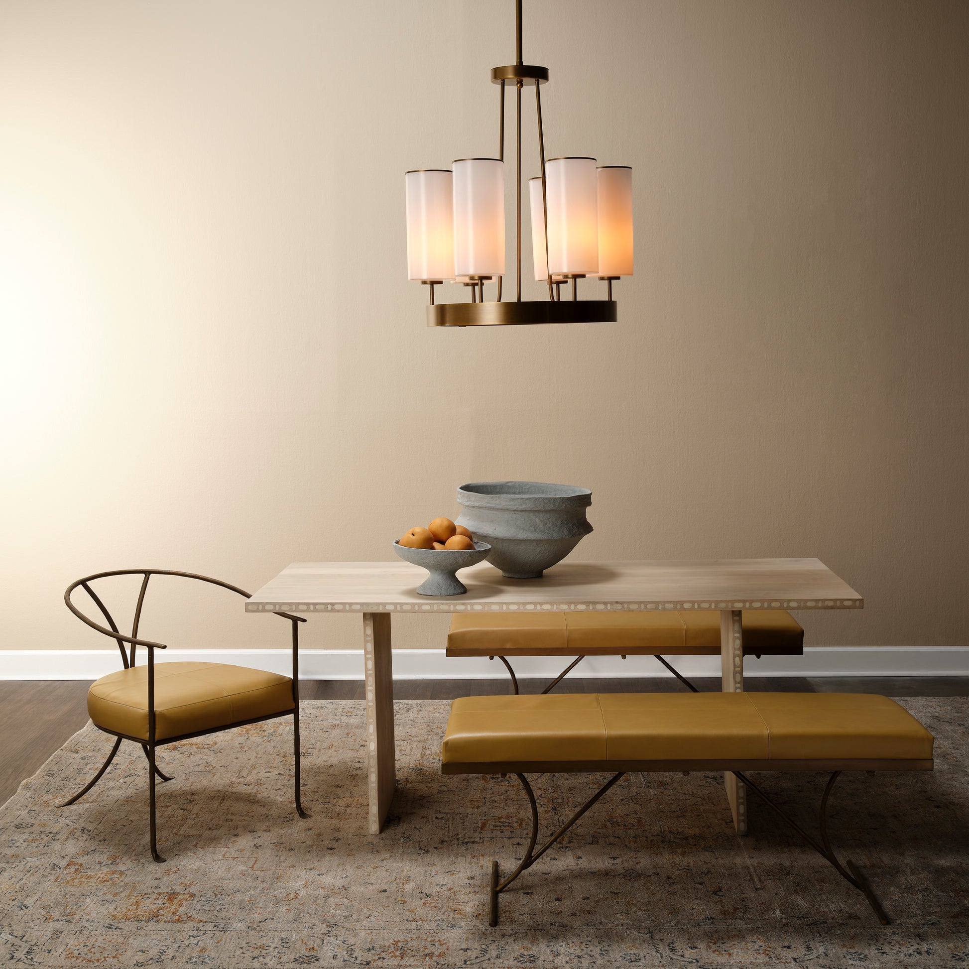 Kingdom Glass 6-Light Chandelier, Antique Brass by Jamie Young