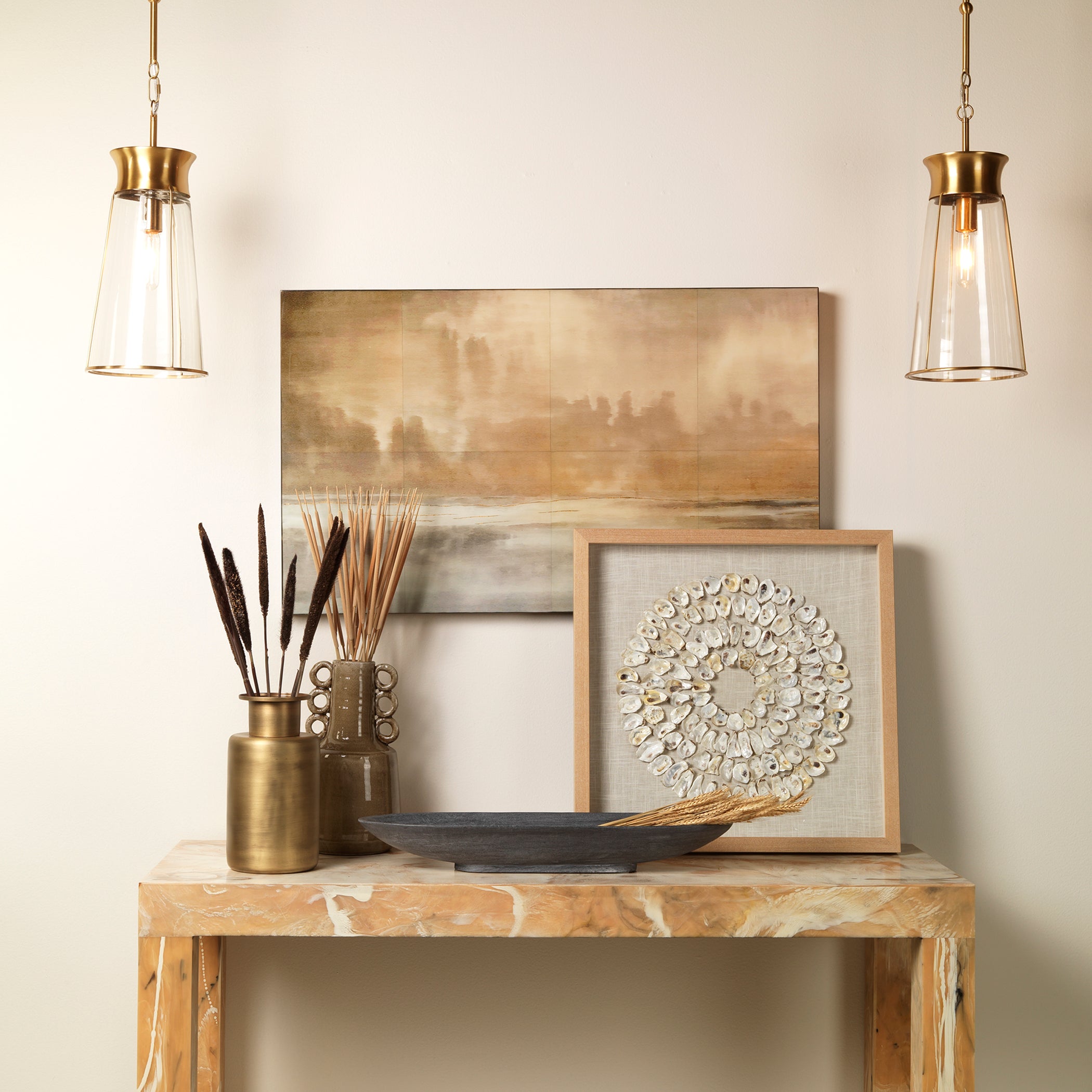Nara 1-Light Pendant, Antique Brass by Jamie Young