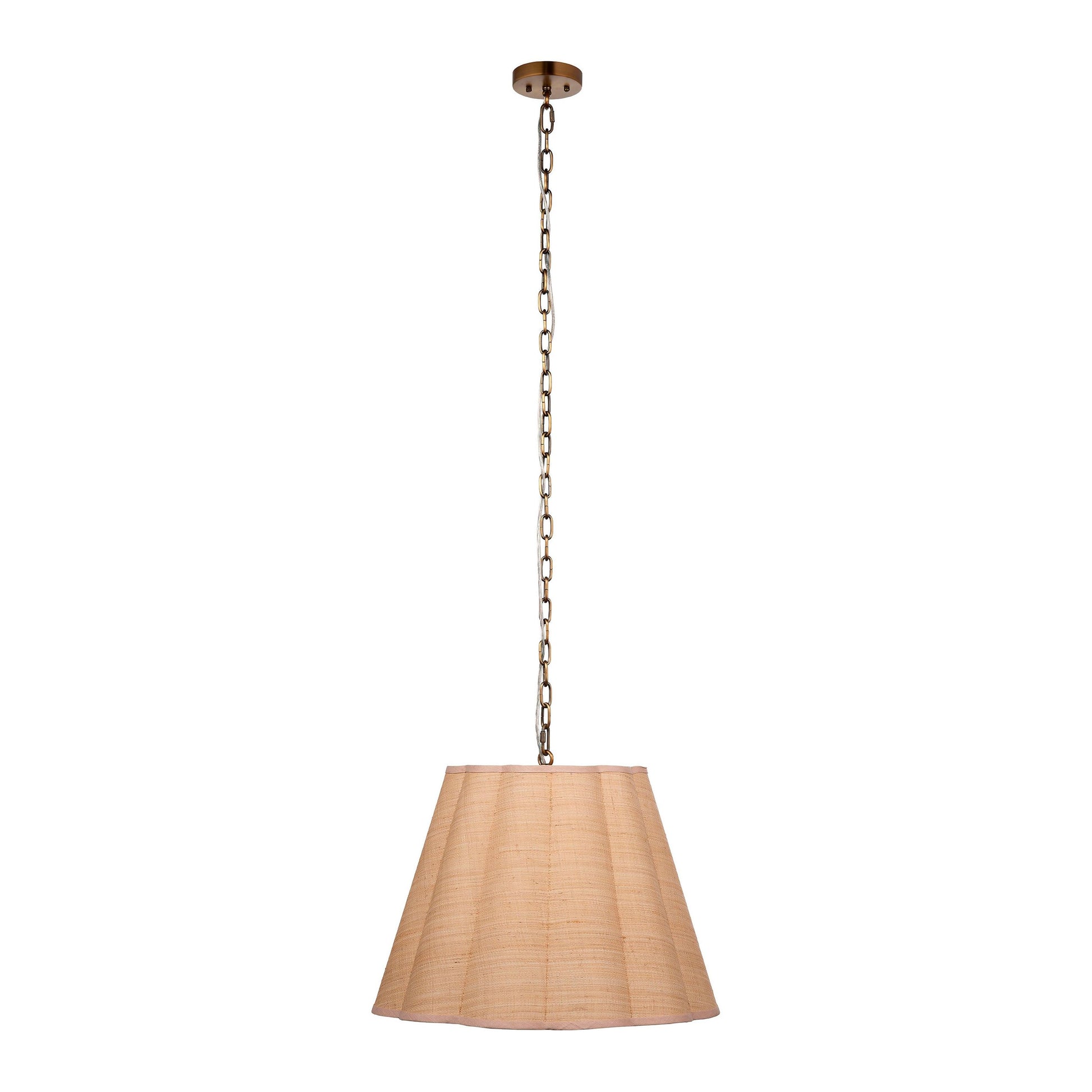 Scalloped 1-Light Pendant, Raffia by Jamie Young