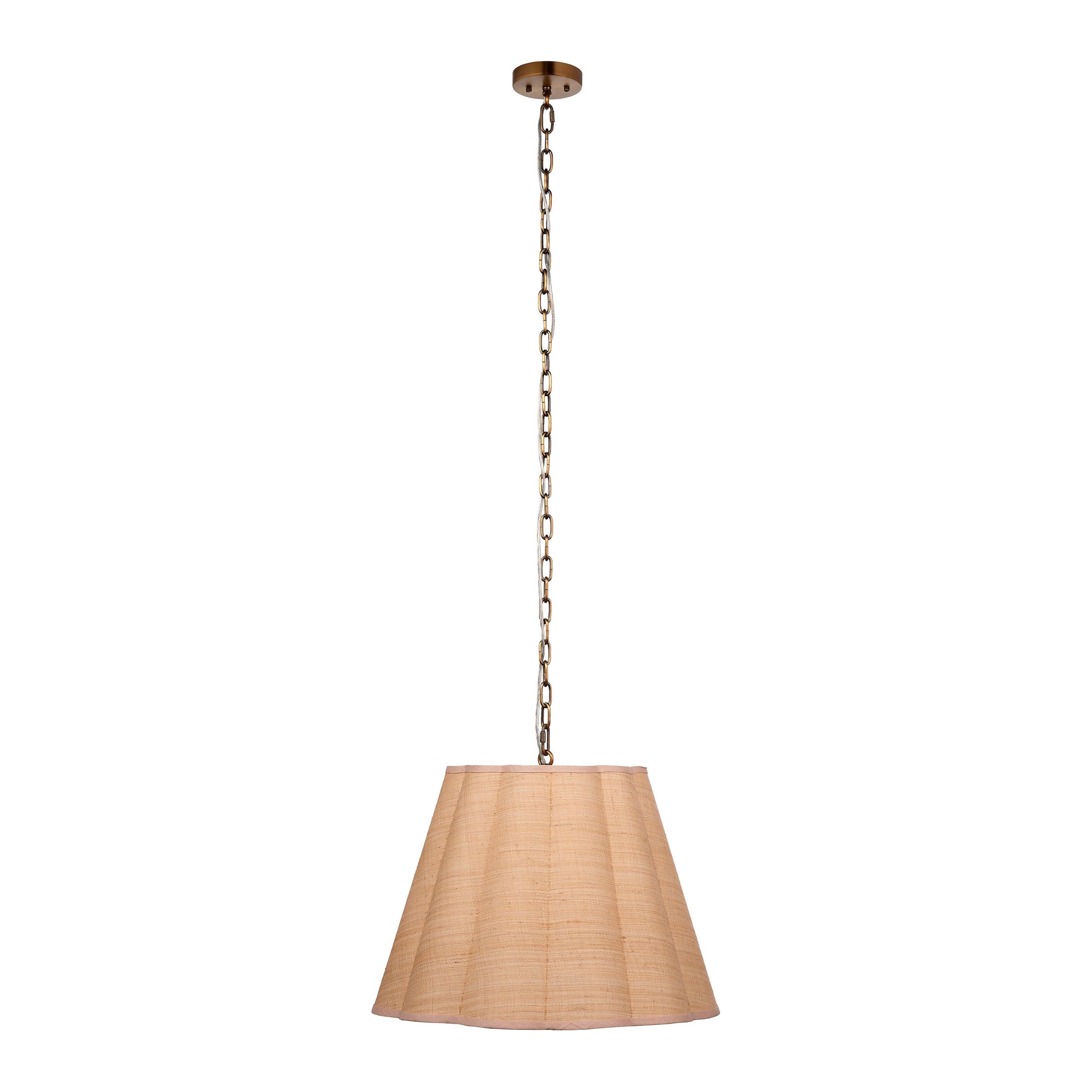 Scalloped 1-Light Pendant, Raffia by Jamie Young