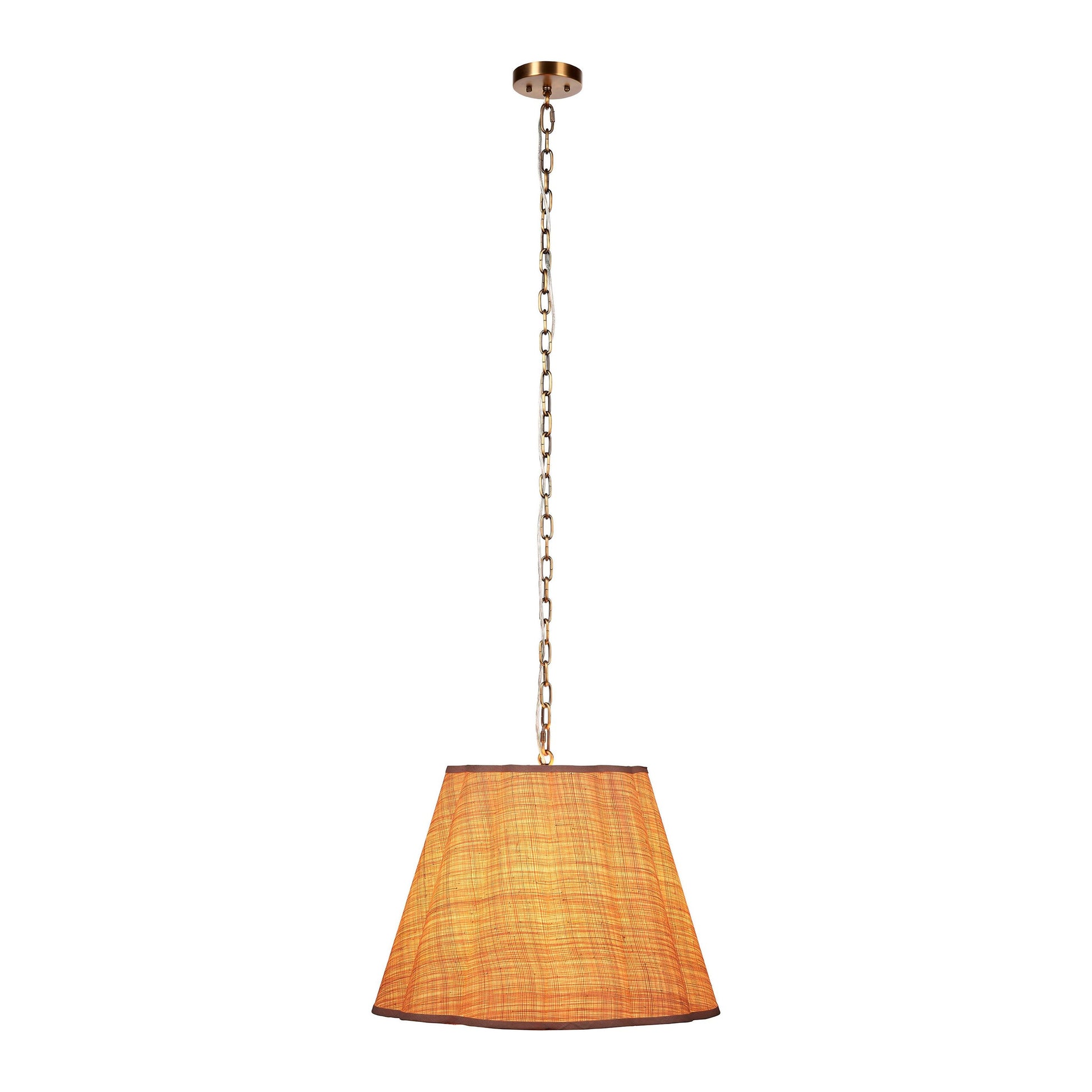 Scalloped 1-Light Pendant, Raffia by Jamie Young