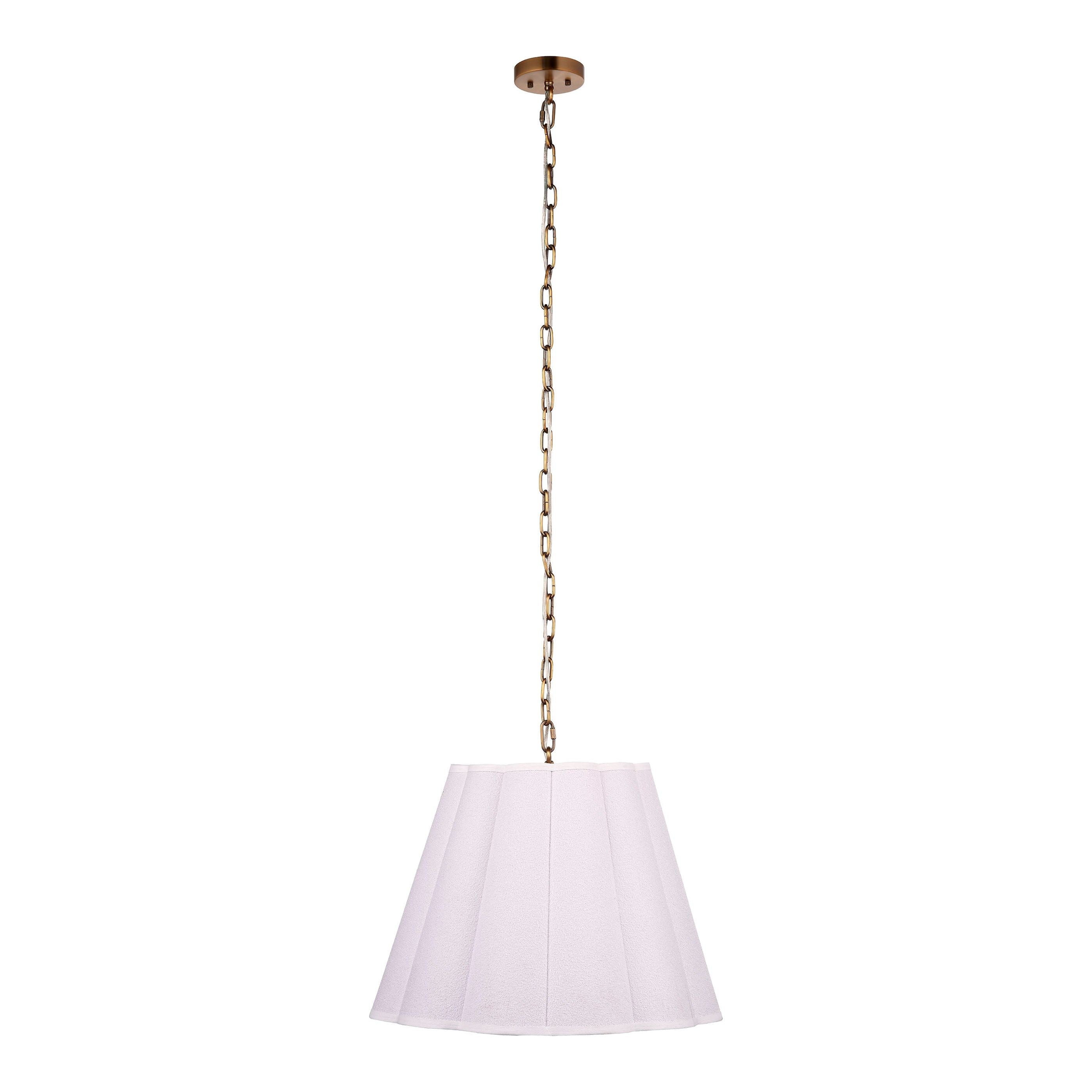 Scalloped 1-Light Pendant, Boucle Linen by Jamie Young
