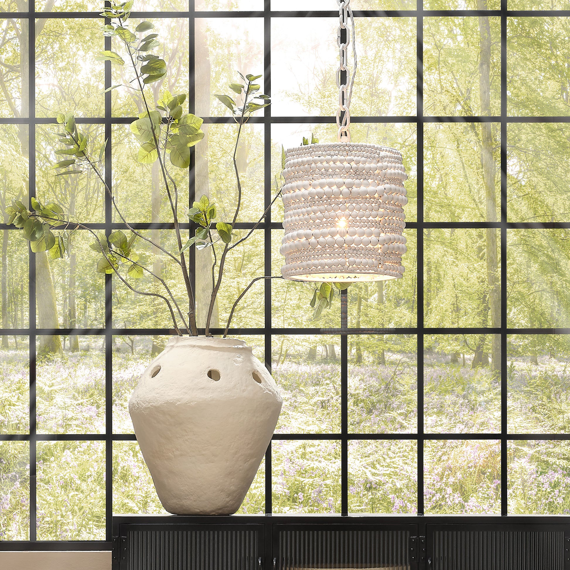 Strand Wood Beaded 1-Light Pendant by Jamie Young
