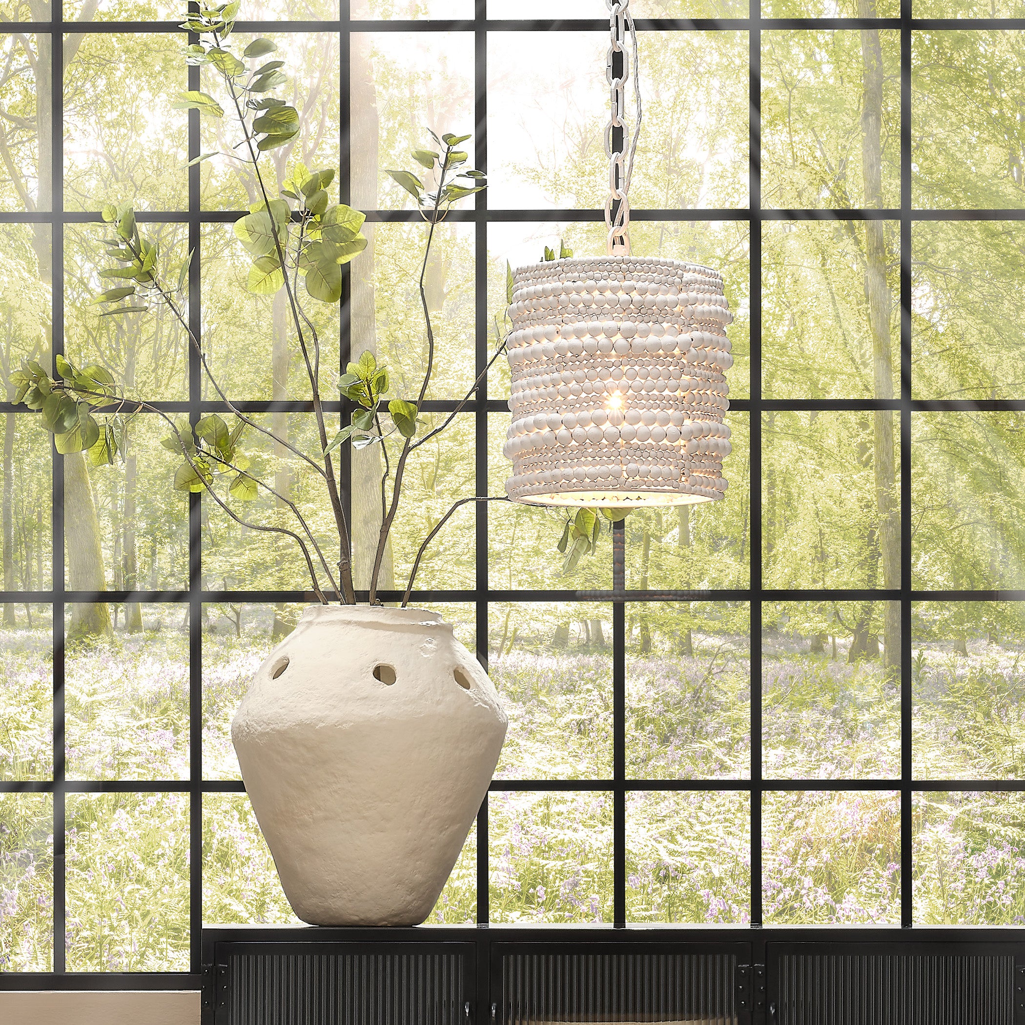 Strand Wood Beaded 1-Light Pendant by Jamie Young