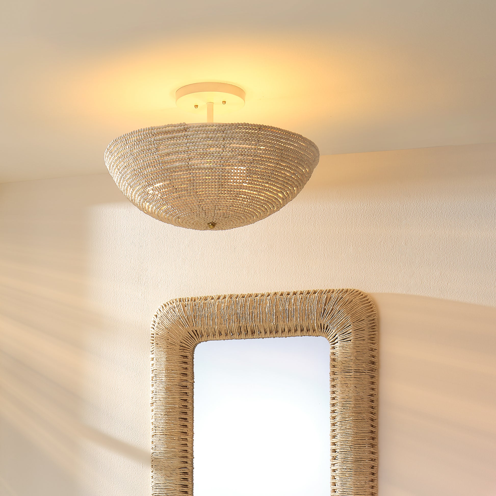 Tsunami Wood Beaded Semi Flush Mount by Jamie Young