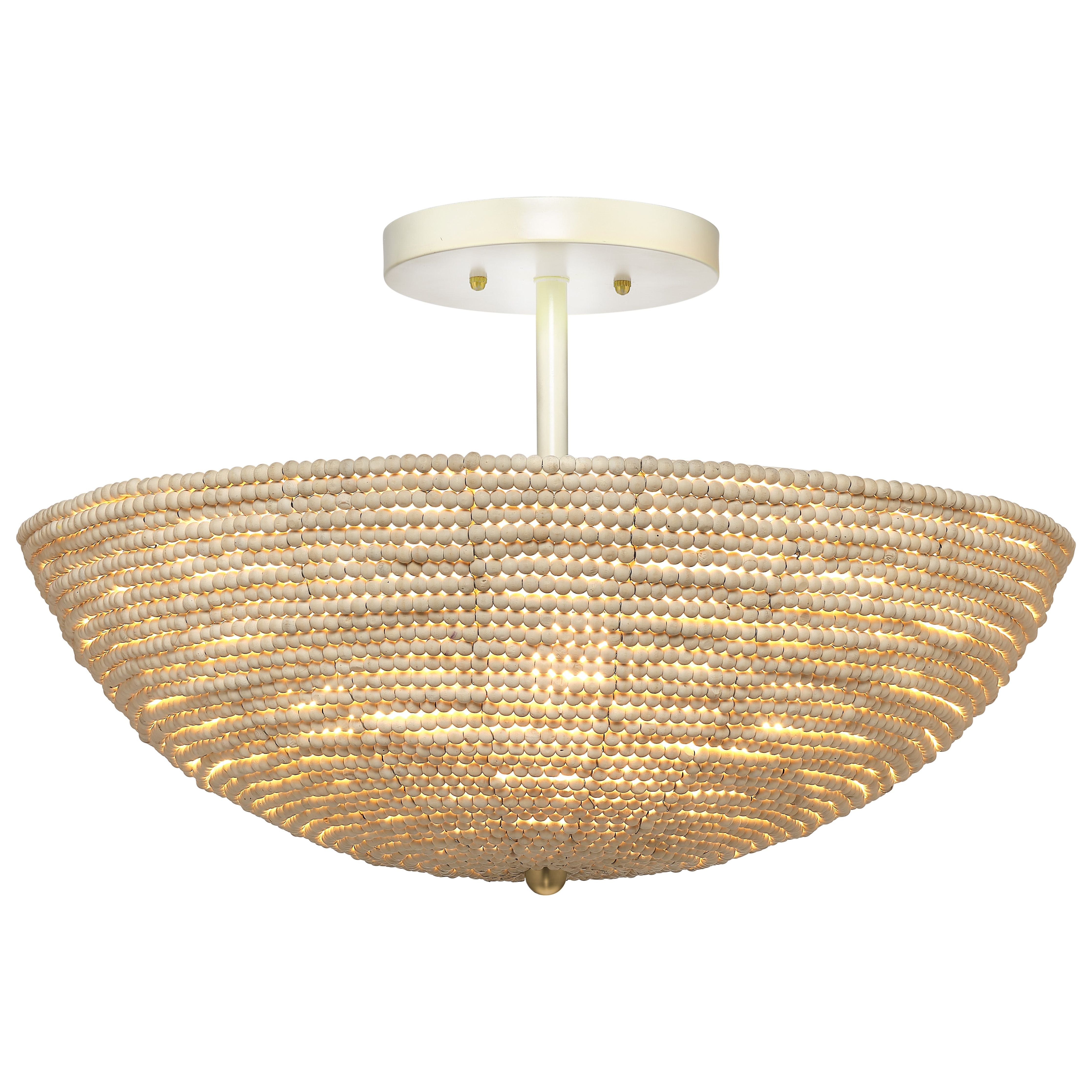 Tsunami Wood Beaded Semi Flush Mount by Jamie Young