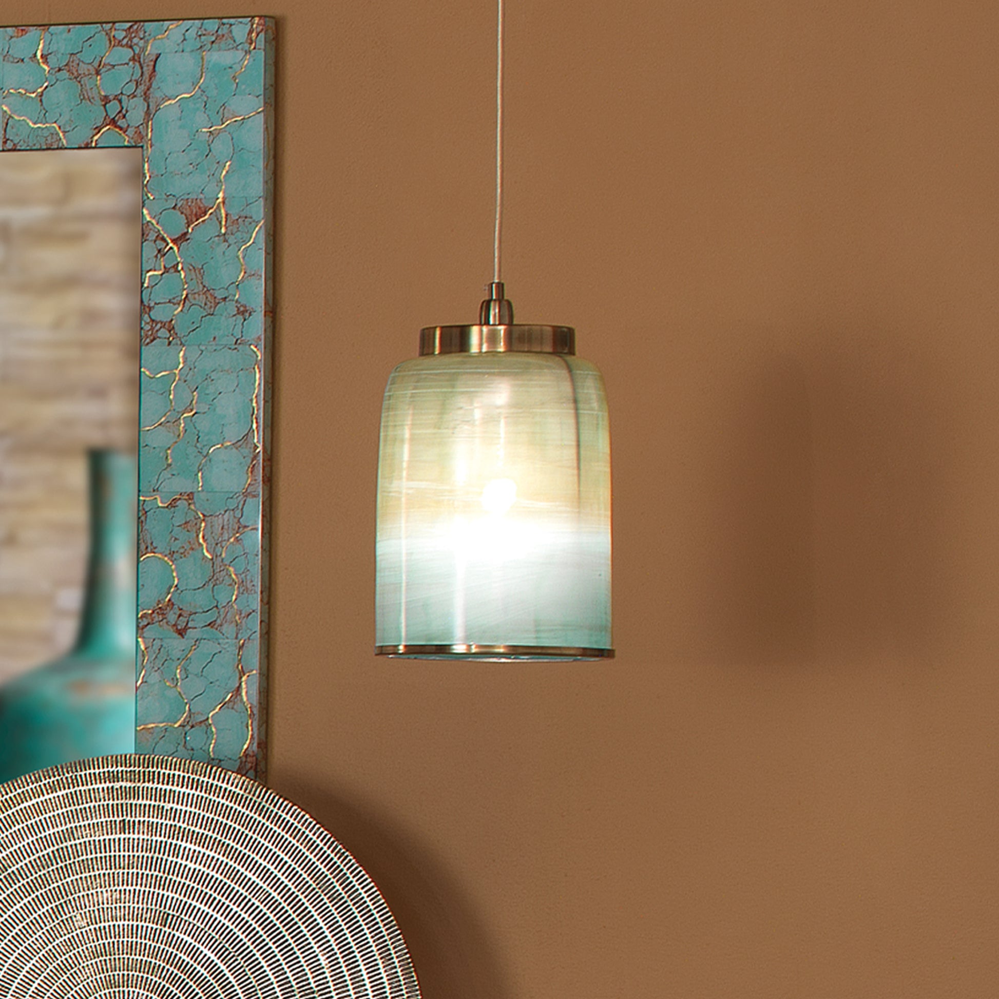 Vapor Metallic Glass 1-Light Pendant, Aqua by Jamie Young