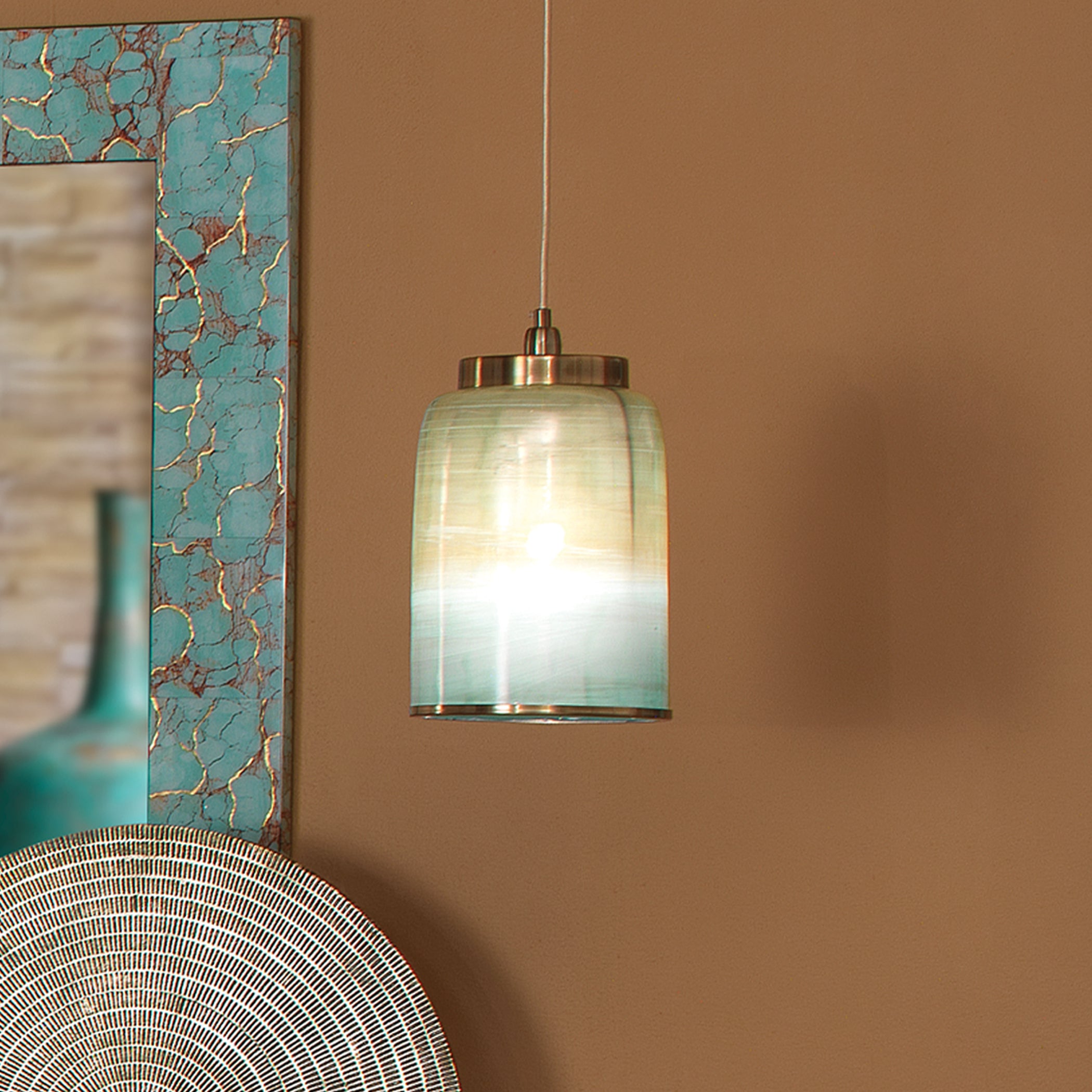 Vapor Metallic Glass 1-Light Pendant, Aqua by Jamie Young
