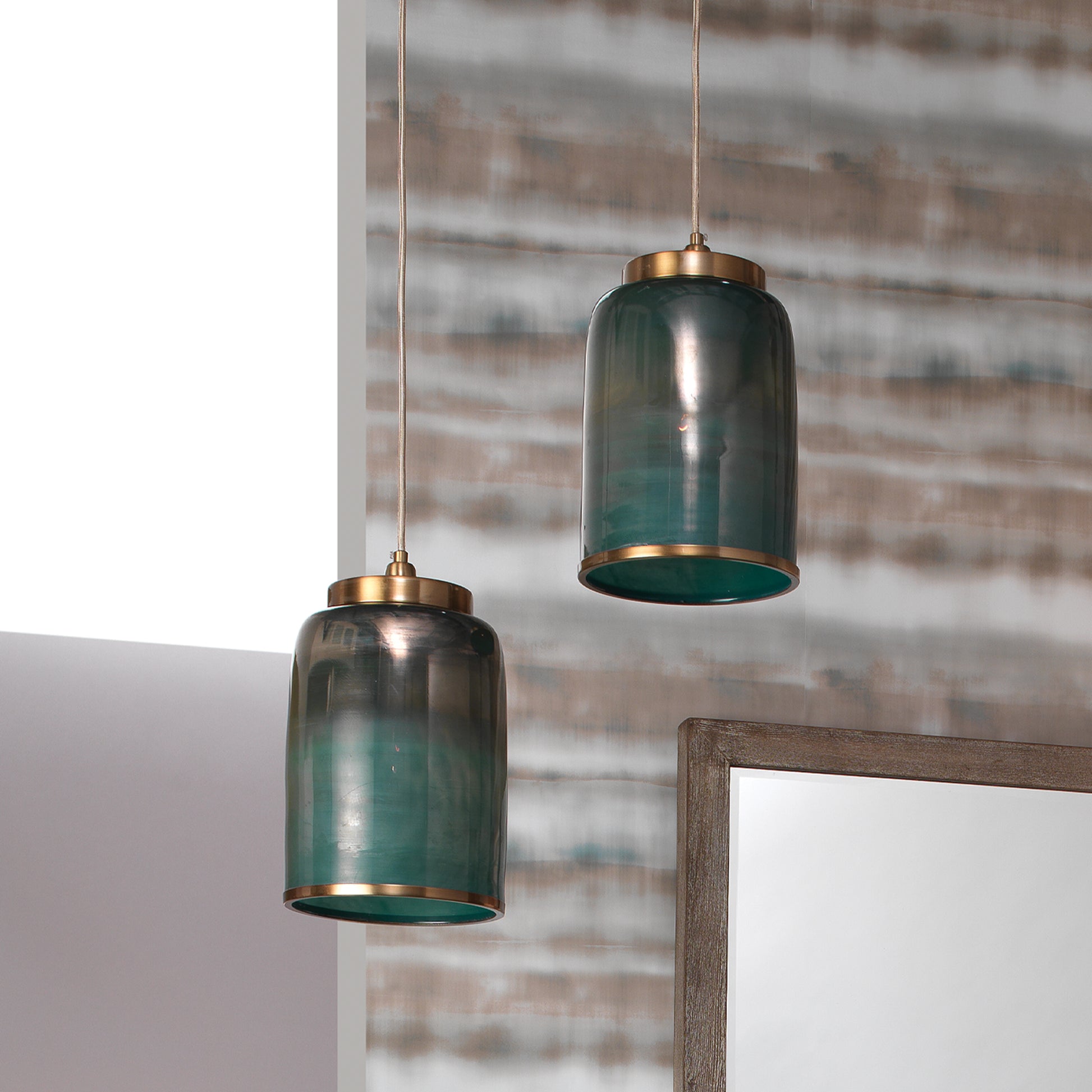 Vapor Metallic Glass 1-Light Pendant, Aqua by Jamie Young