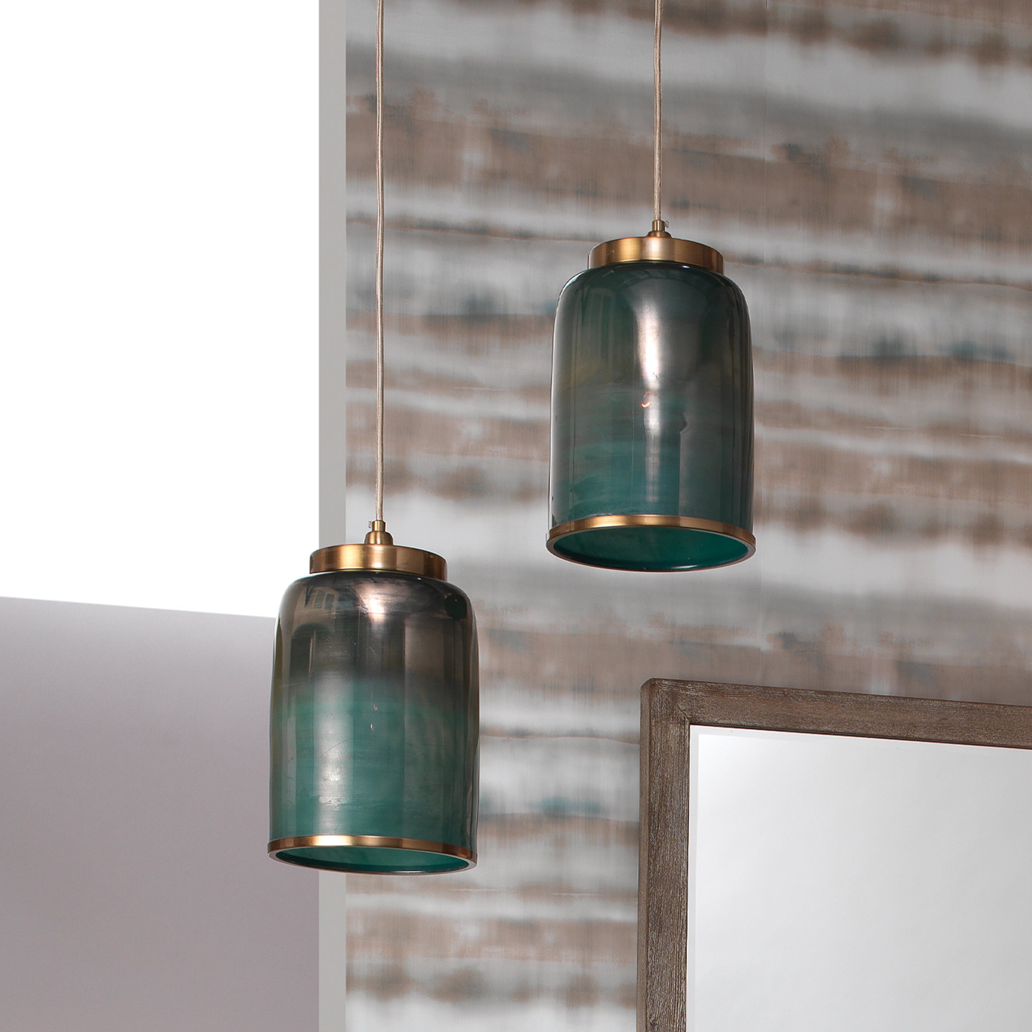 Vapor Metallic Glass 1-Light Pendant, Aqua by Jamie Young