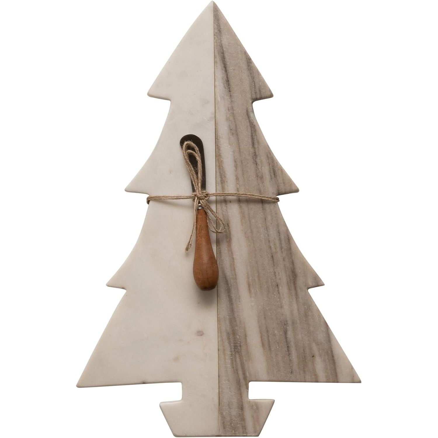 Marble Tree Cheese & Cutting Board with Wood Canape Knife (set) by Creative Co-op