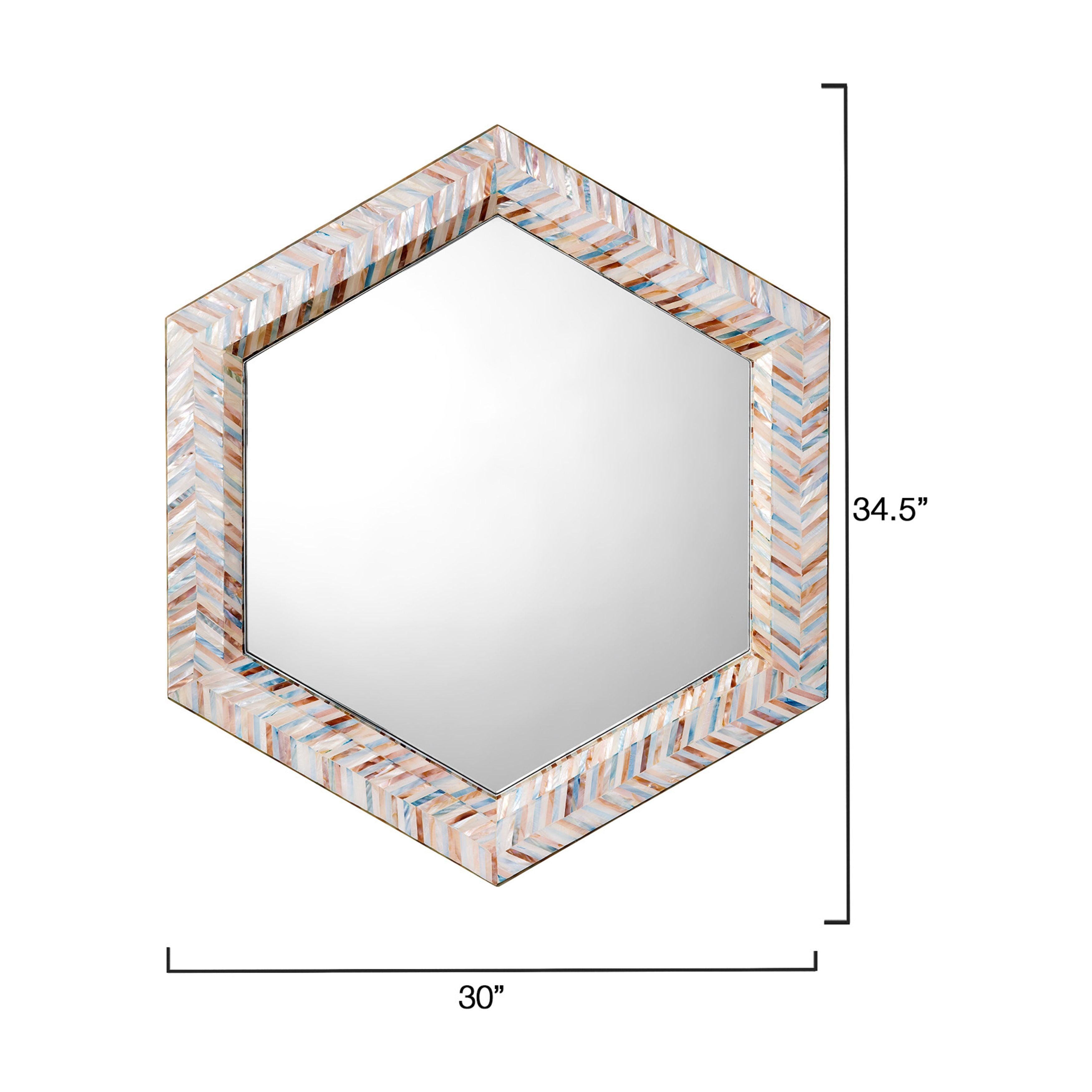 Academy Mother of Pearl Hexagon Wall Mirror by Jamie Young