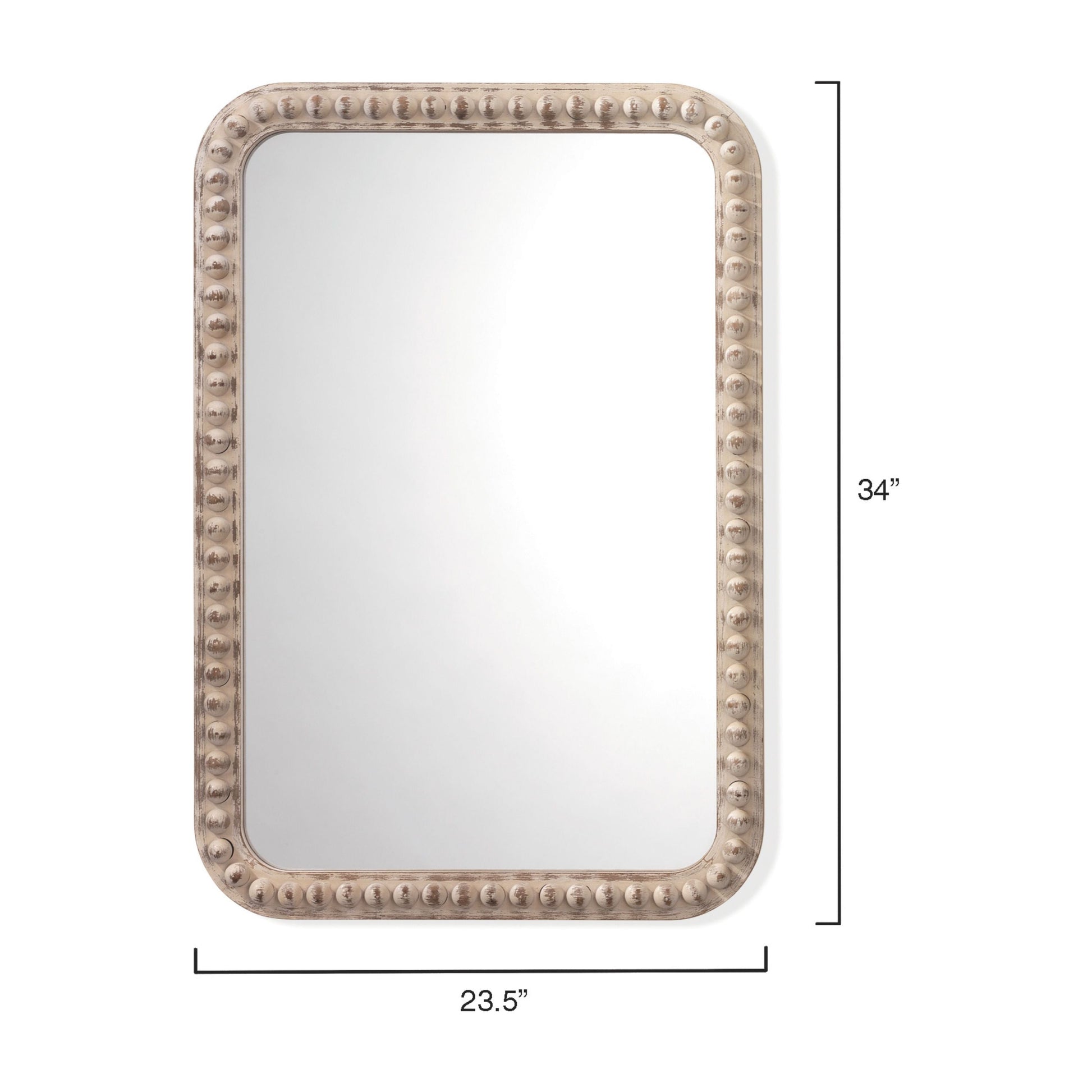 Rectangle Audrey Wall Mirror, White Washed Wood by Jamie Young
