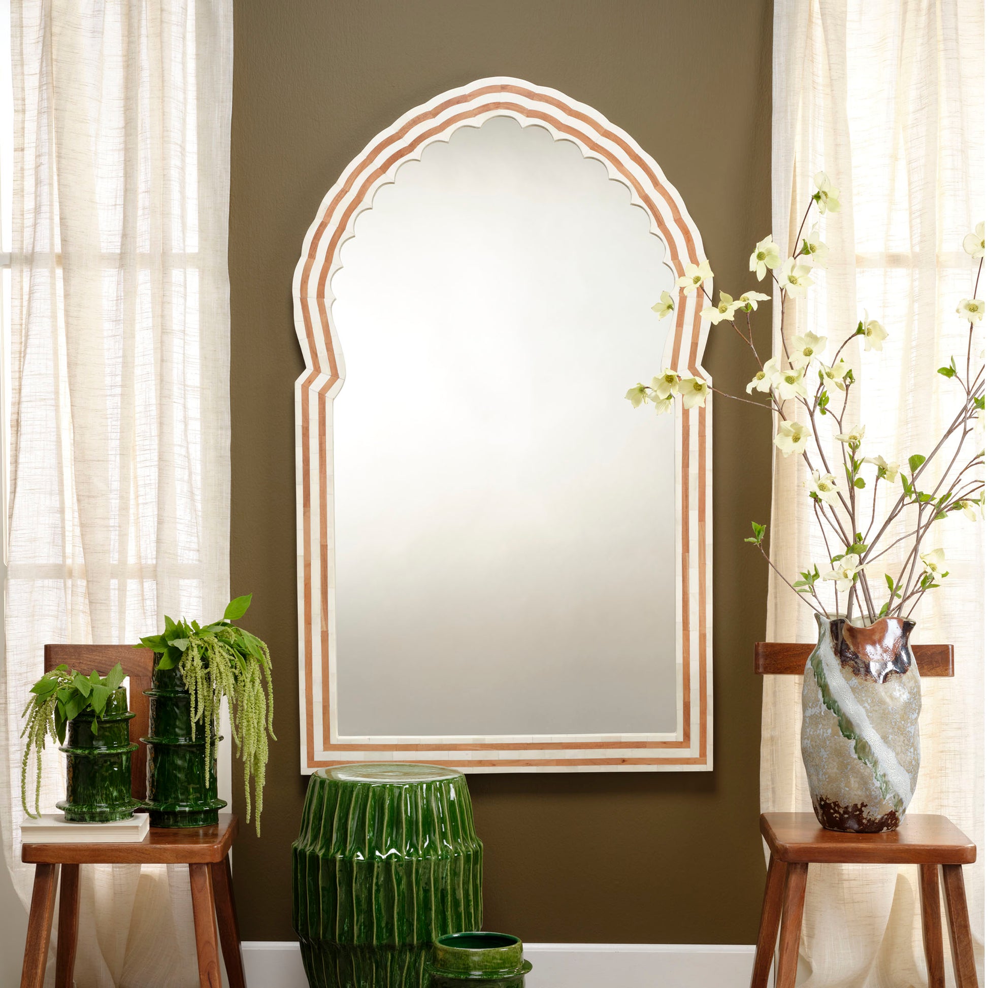 Bardot Bone & Wood Arch Wall Mirror by Jamie Young