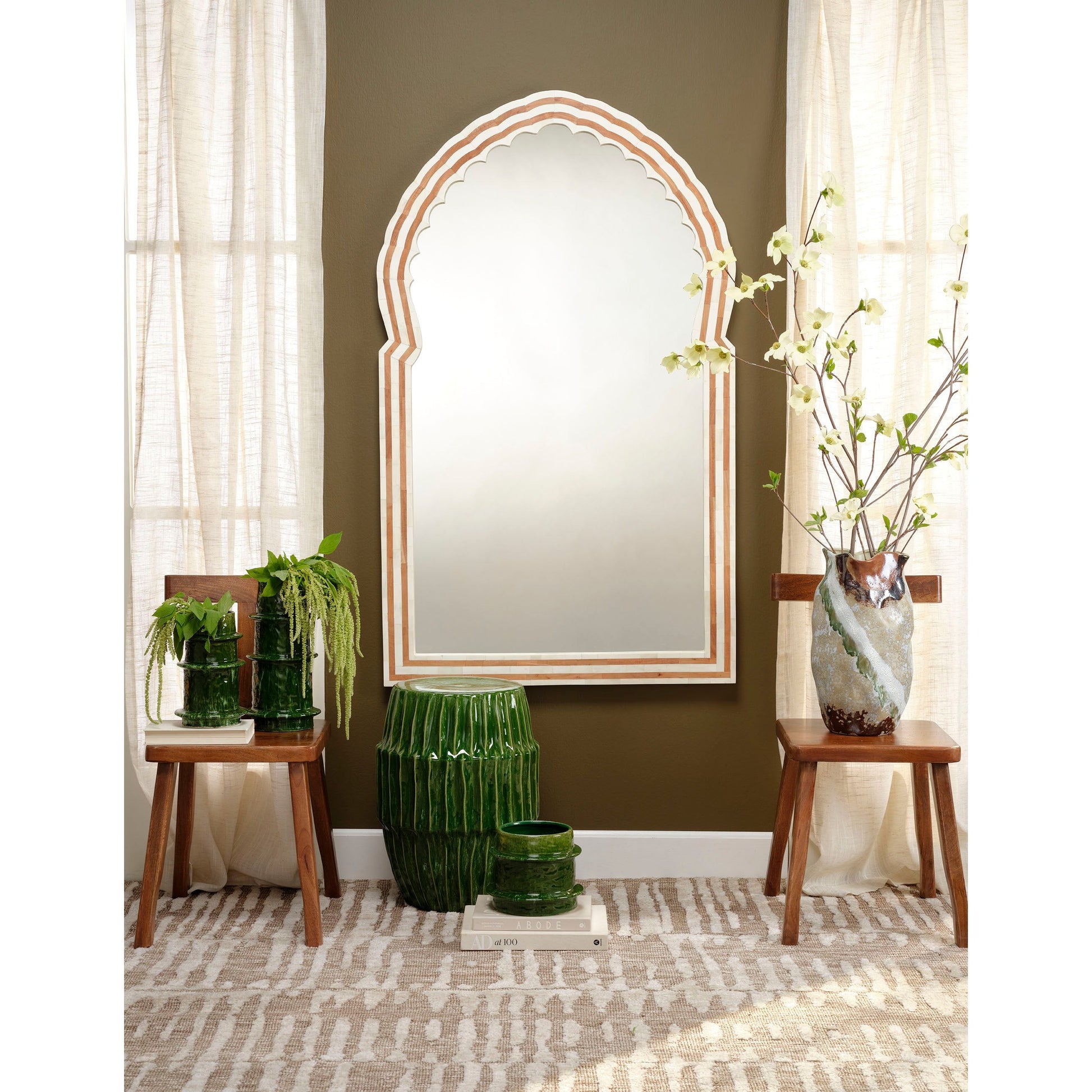 Bardot Bone & Wood Arch Wall Mirror by Jamie Young
