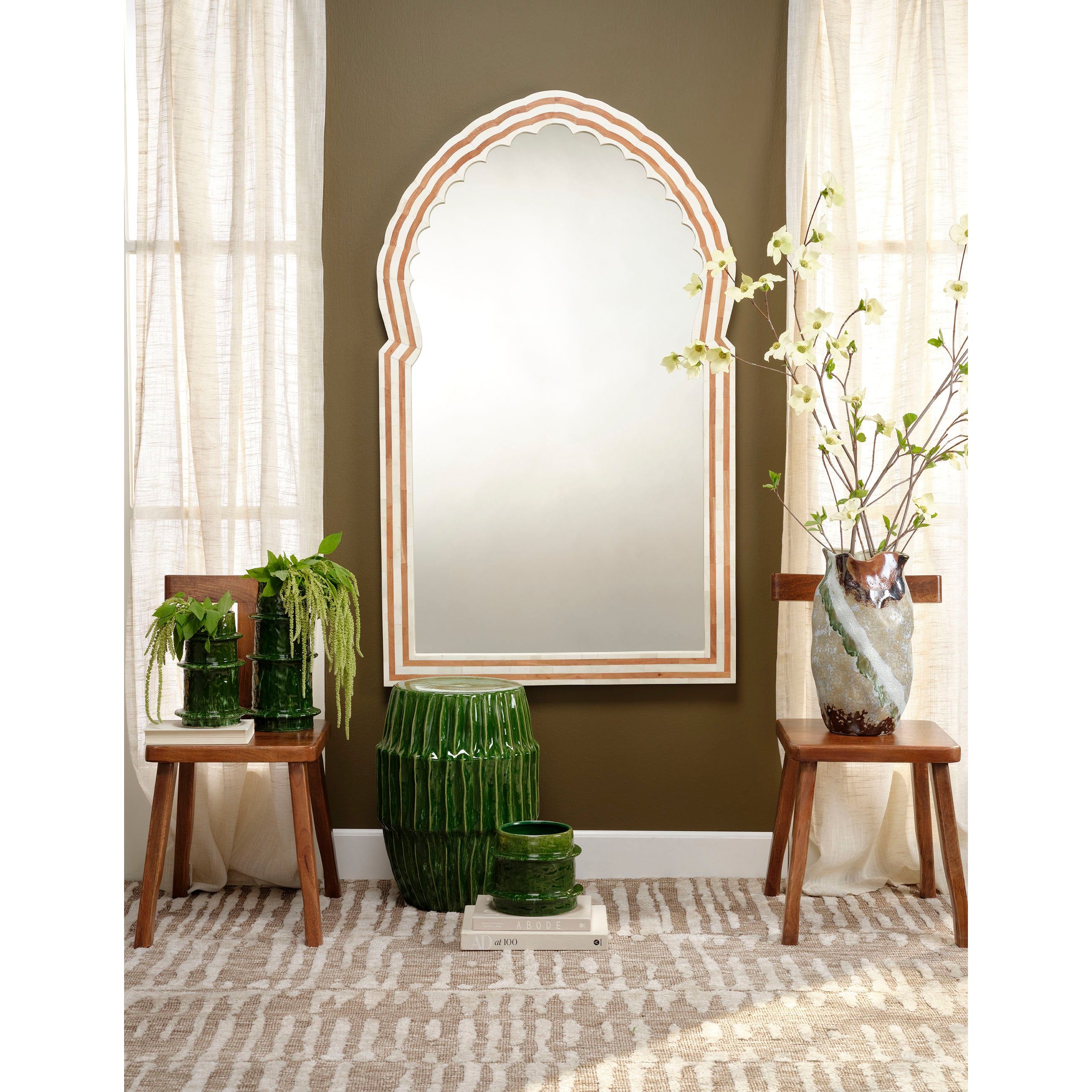 Bardot Bone & Wood Arch Wall Mirror by Jamie Young