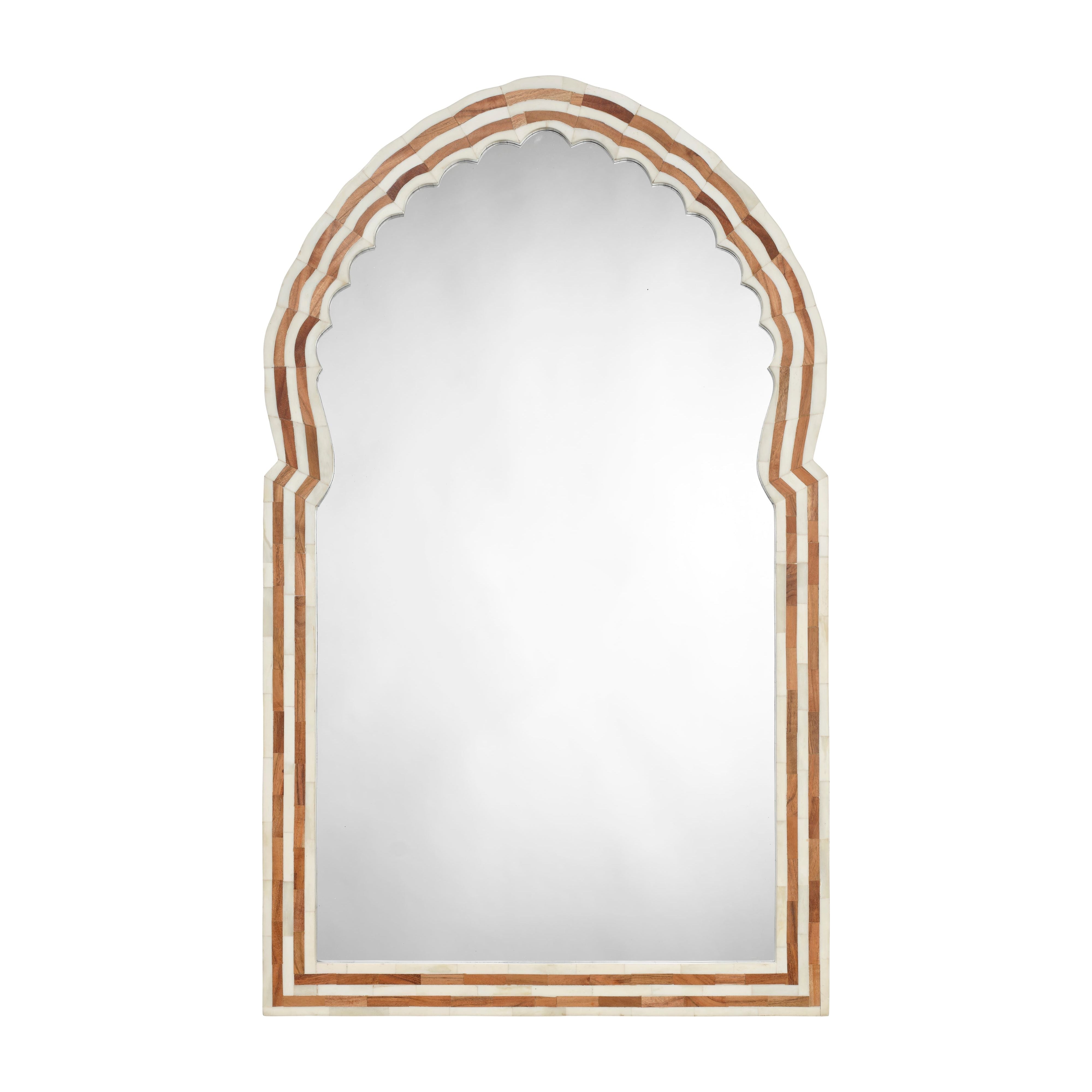 Bardot Bone & Wood Arch Wall Mirror 40" by Jamie Young