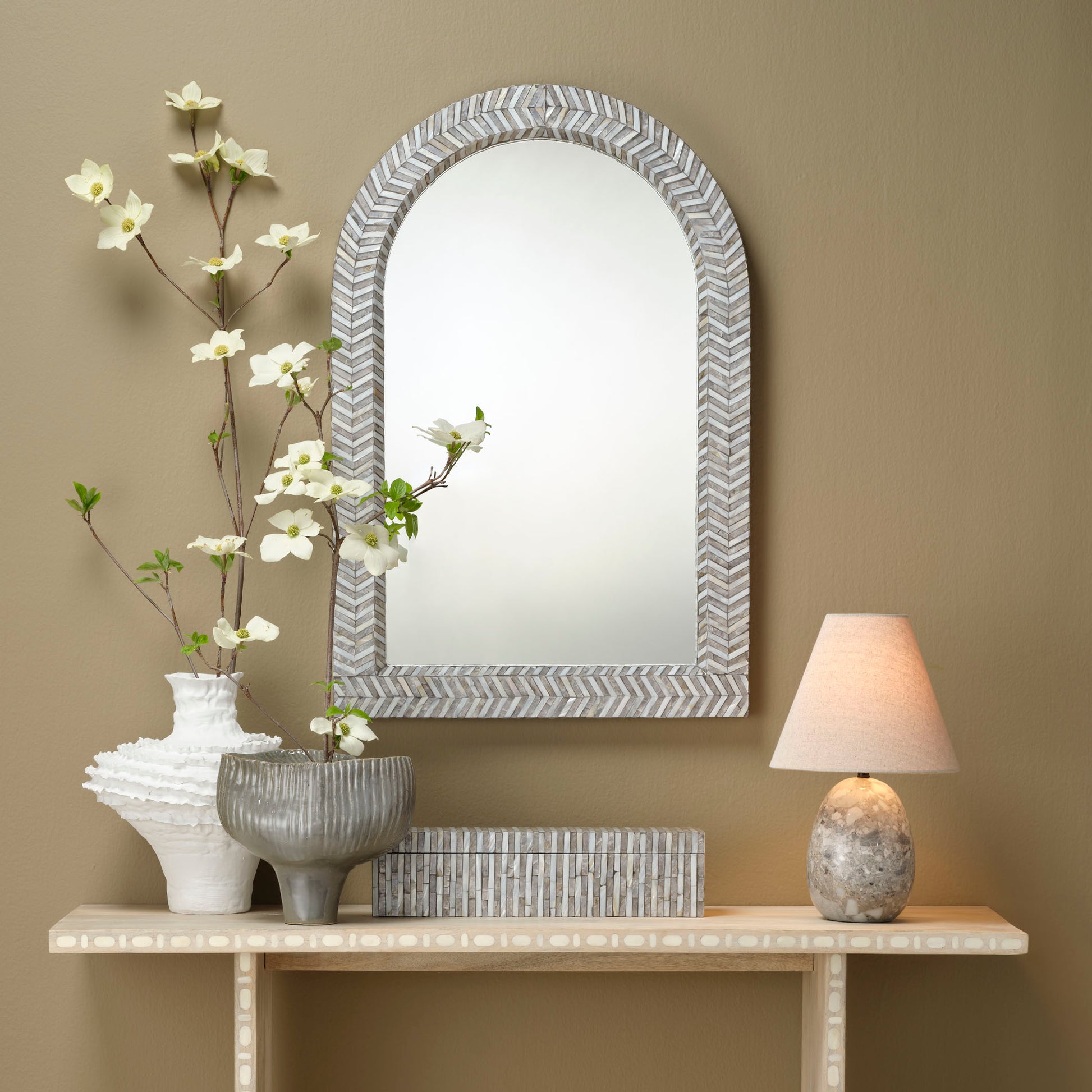 Beverly Mother of Pearl Arch Wall Mirror by Jamie Young