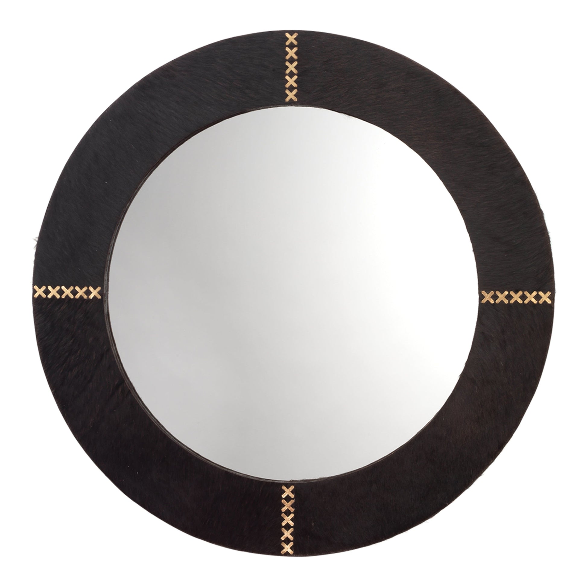 Round Cross Stitch Round Wall Mirror Espresso by Jamie Young